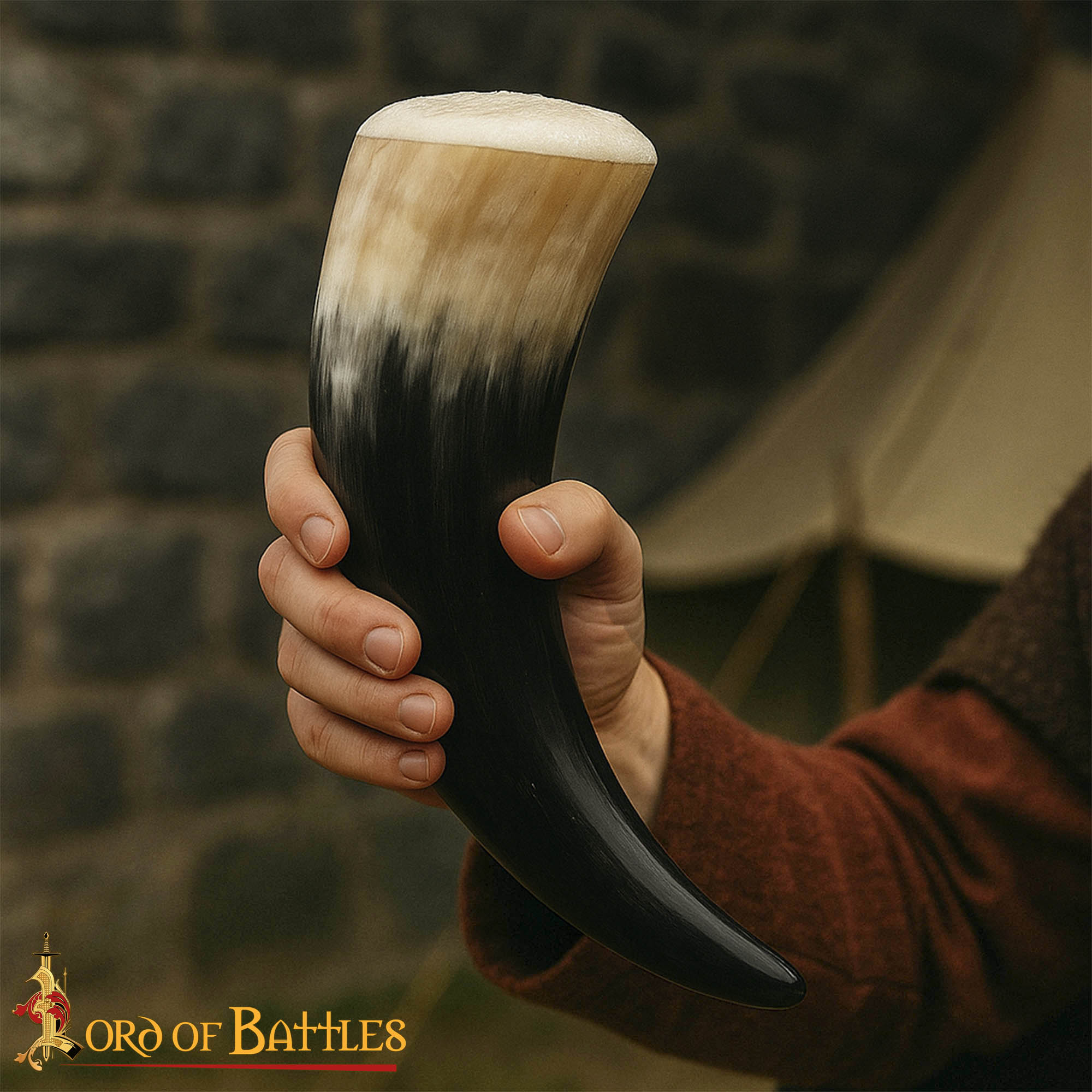 Cuerno de beber vikingo en cuerno de buey pulido - 250 ml