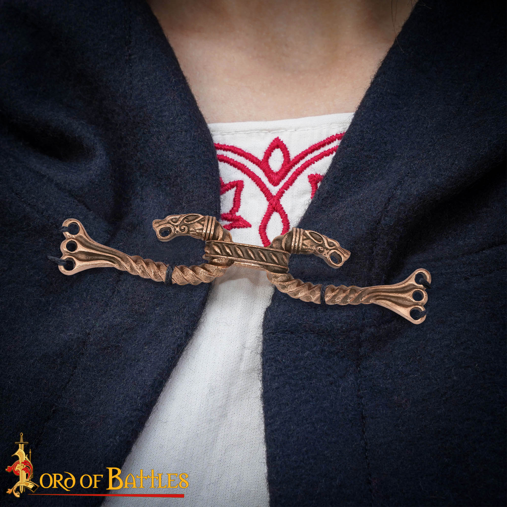 Broche vikingo de bronce para capa con cabezas de animal - cera perdida - imagen 117