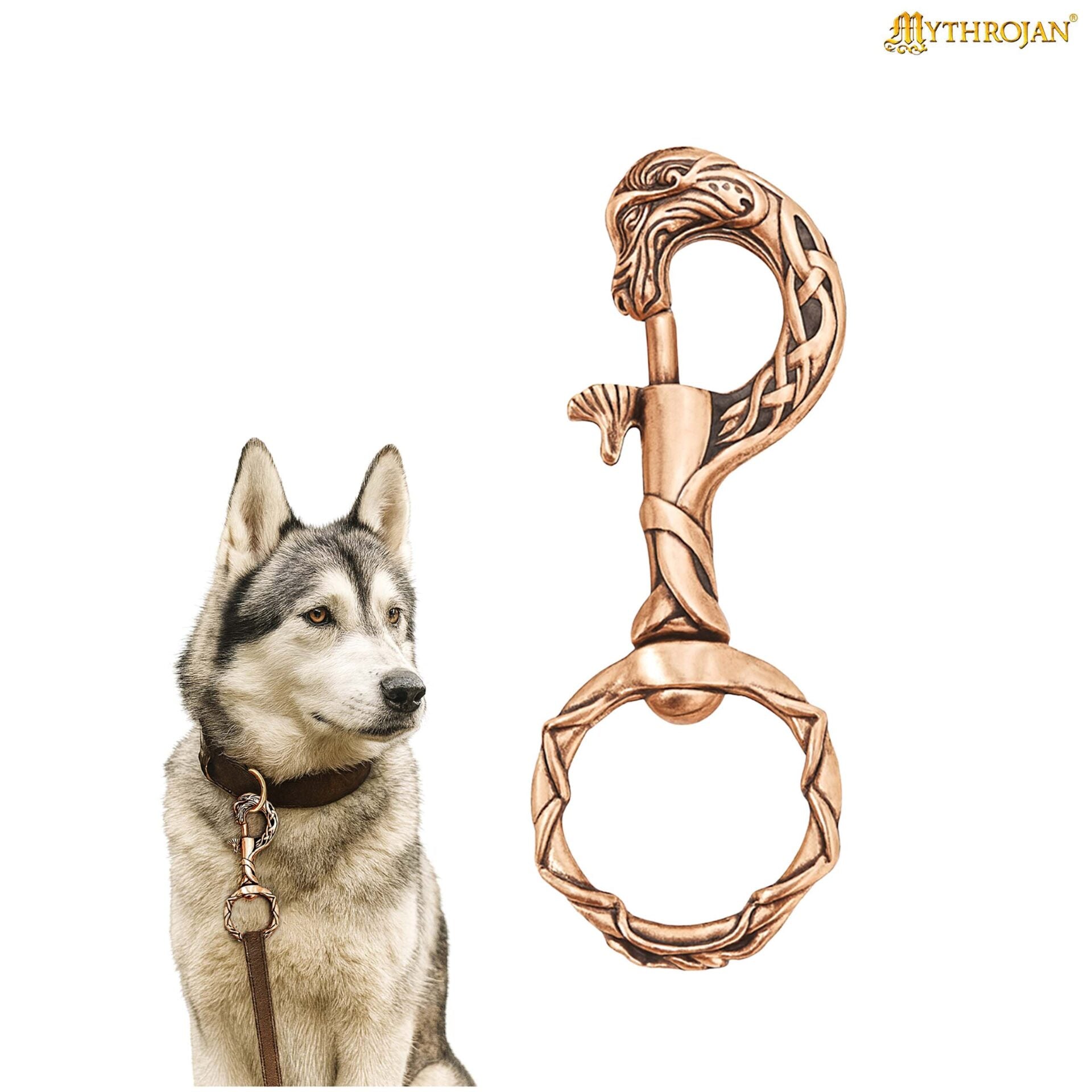Gancho de bronce con cabeza de dragón vikingo — hecho a mano para correas y llaveros - imagen 12