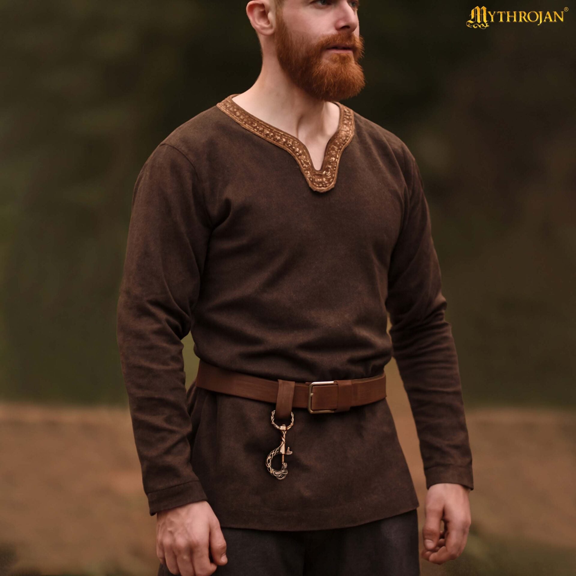 Gancho de bronce con cabeza de dragón vikingo — hecho a mano para correas y llaveros - imagen 13