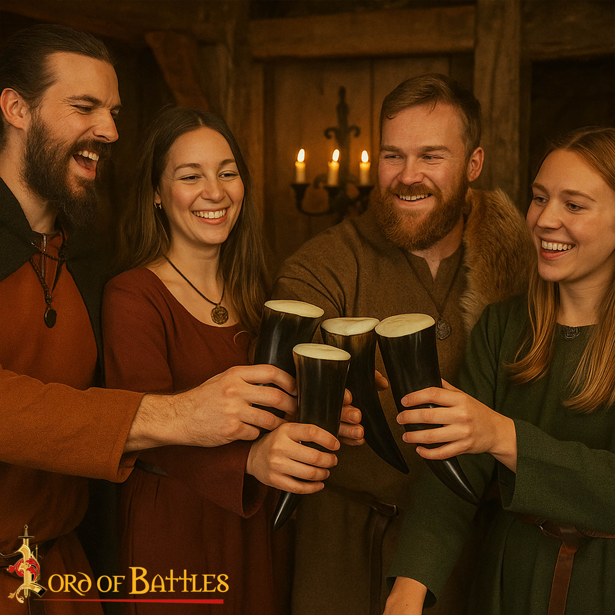 Imagen única de: Juego de 4 cuernos vikingos de beber 250 ml - cuerno de buey genuino - imagen 2