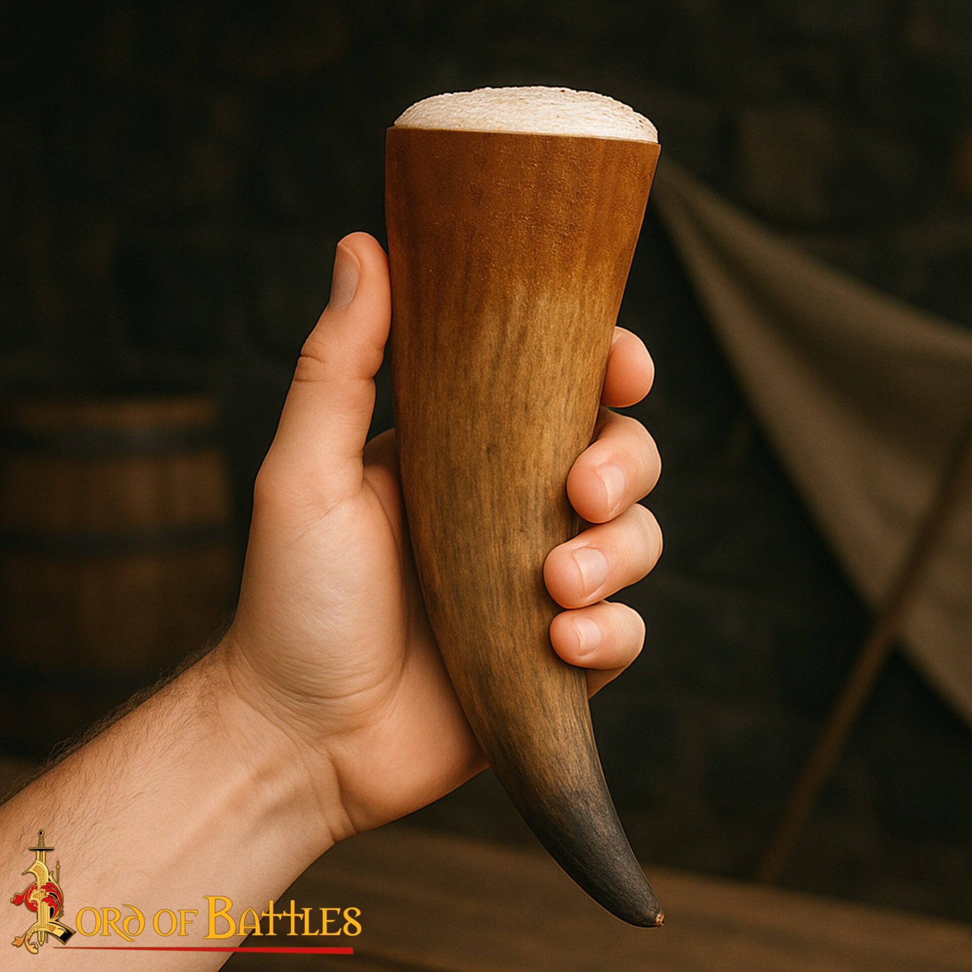 Cuerno vikingo de buey natural — Vaso artesanal para hidromiel - imagen 19