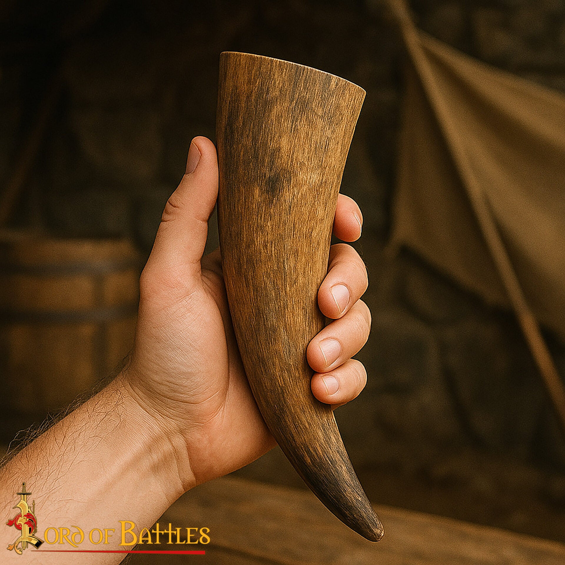 Cuerno vikingo de buey natural — Vaso artesanal para hidromiel - imagen 7