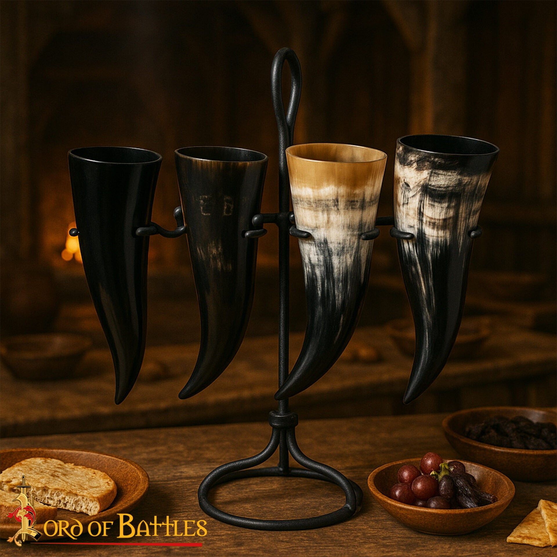 Imagen única de: Cuernos vikingos para beber - Set de 4 (150 ml) - Cuerno de buey genuino - imagen 9