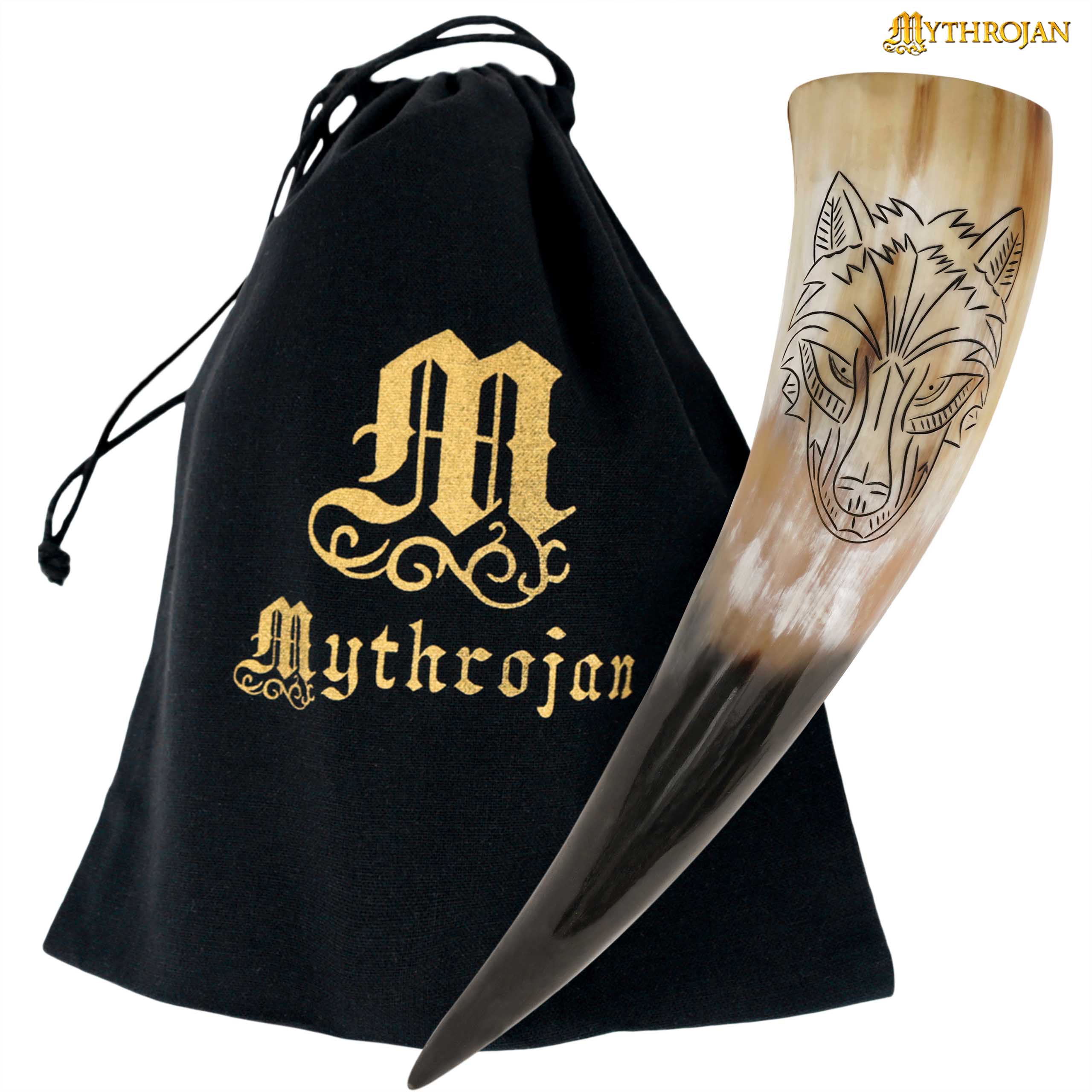Cuerno vikingo para beber (400 ml) — cuerno de buey grabado a mano con funda - imagen 17