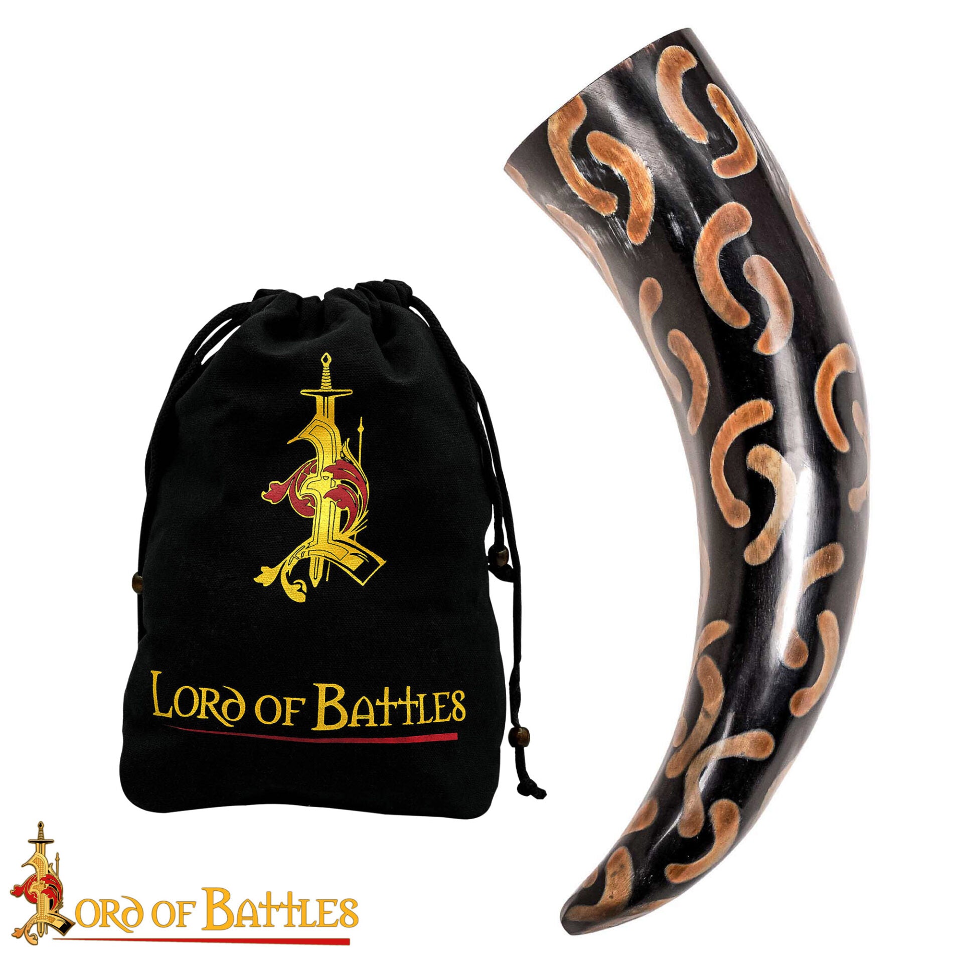 Imagen única de: Cuerno bebedor Charred Crescents 400–500 ml, hecho a mano en cuerno de buey