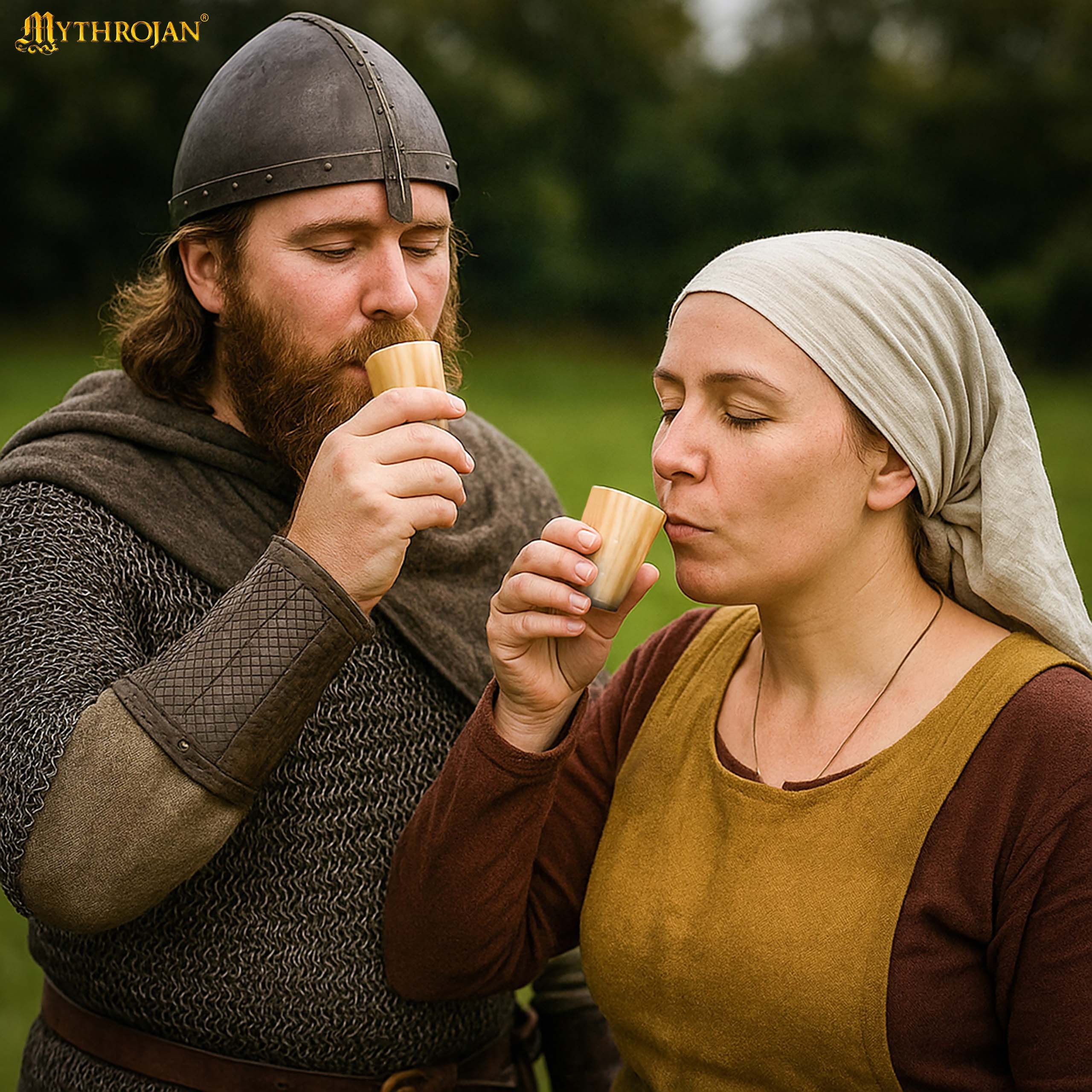 Juego de copas vikingas de cuerno de buey — 250 ml y 150 ml - imagen 2
