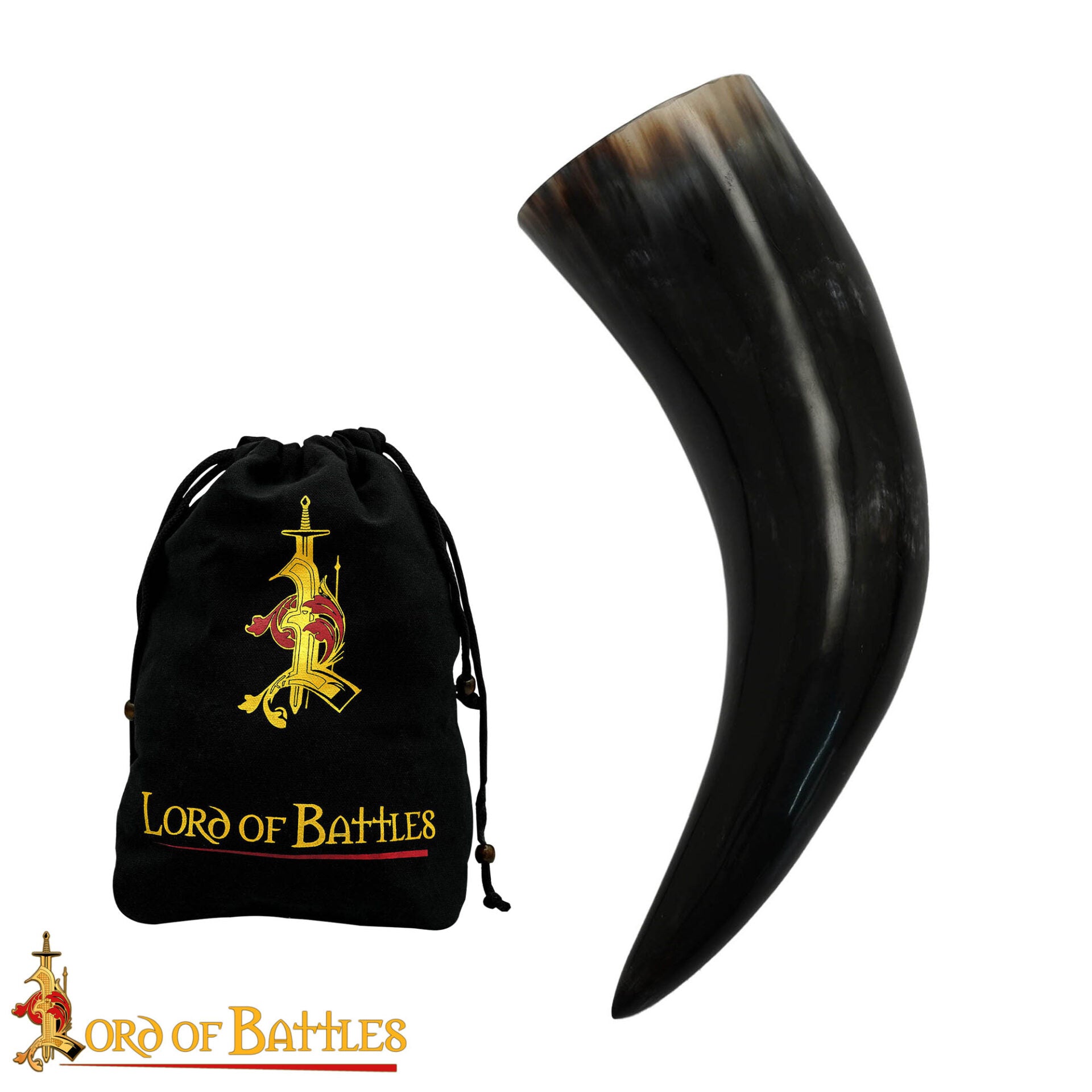 Cuerno de beber vikingo en cuerno de buey pulido - imagen 16