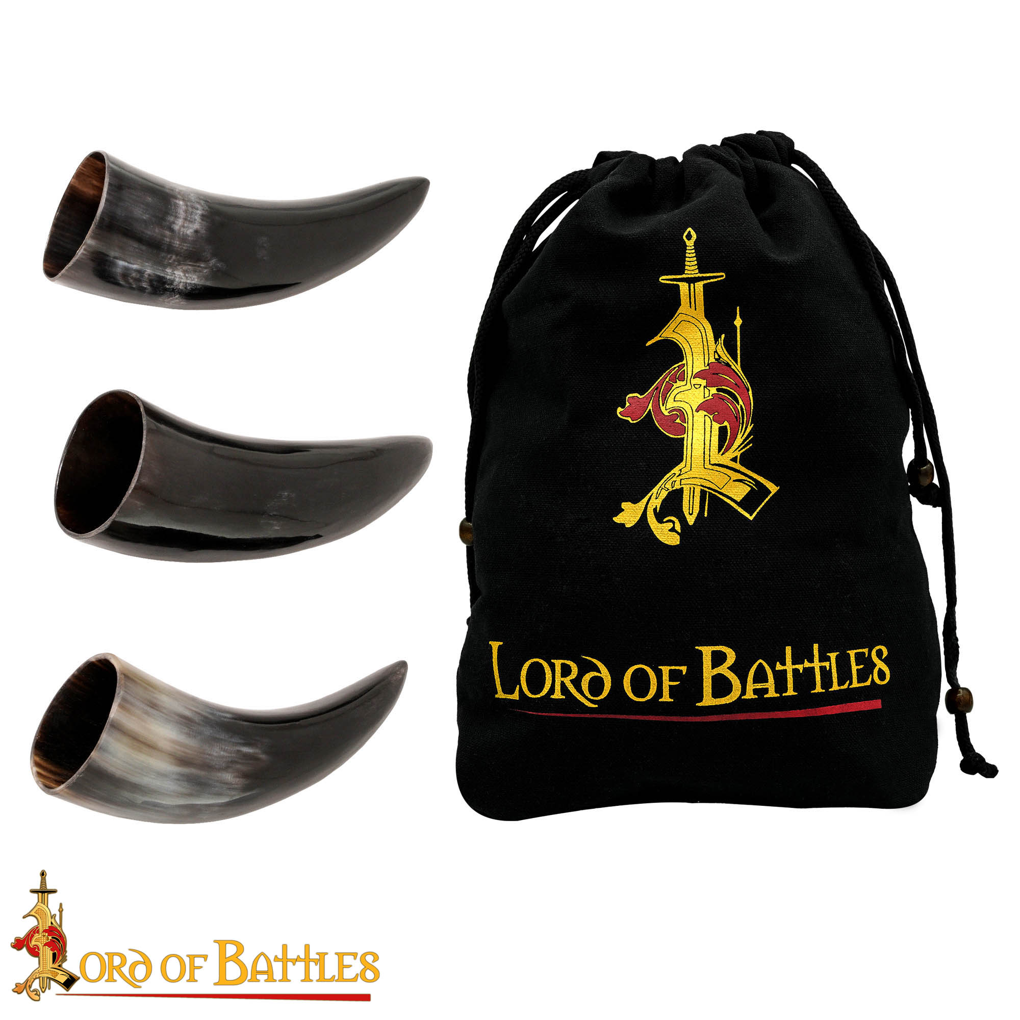 Set de 3 cuernos vikingos medievales de buey — 60–80 ml (extra pequeño) - imagen 11