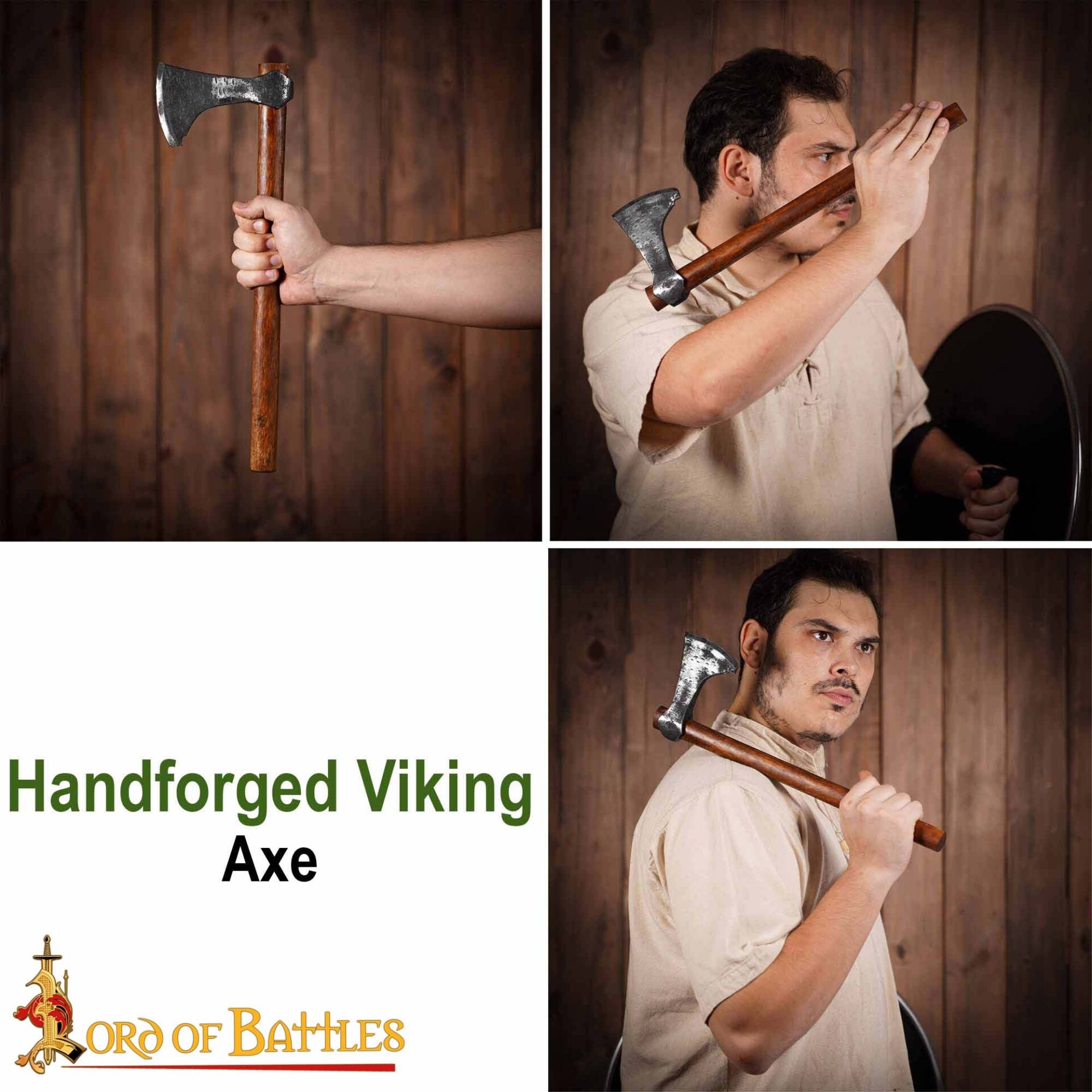 Hacha vikinga forjada a mano con cabeza de acero al carbono y mango de madera - imagen 7