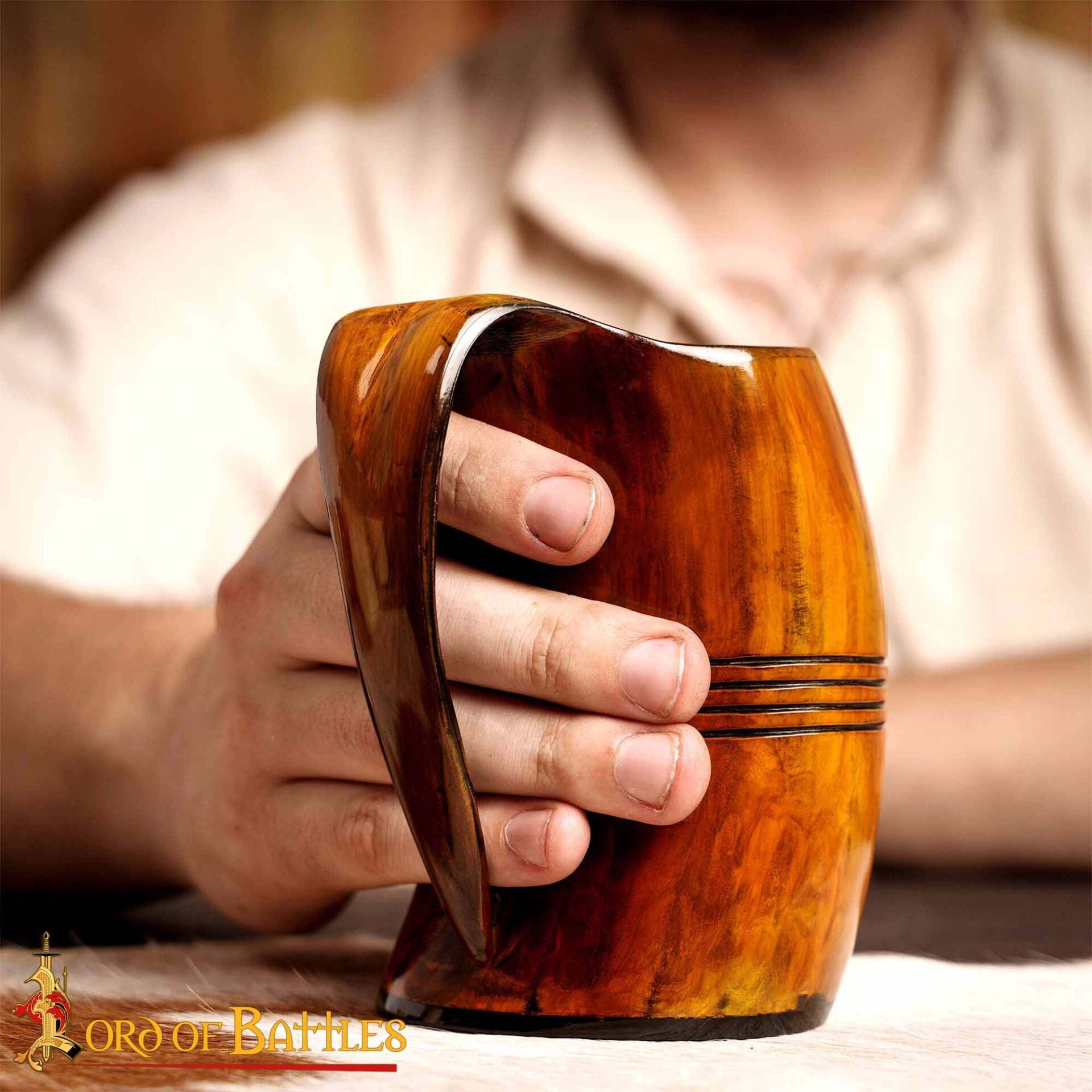 Jarra vikinga de cuerno de buey 500 ml - hecha a mano - imagen 5