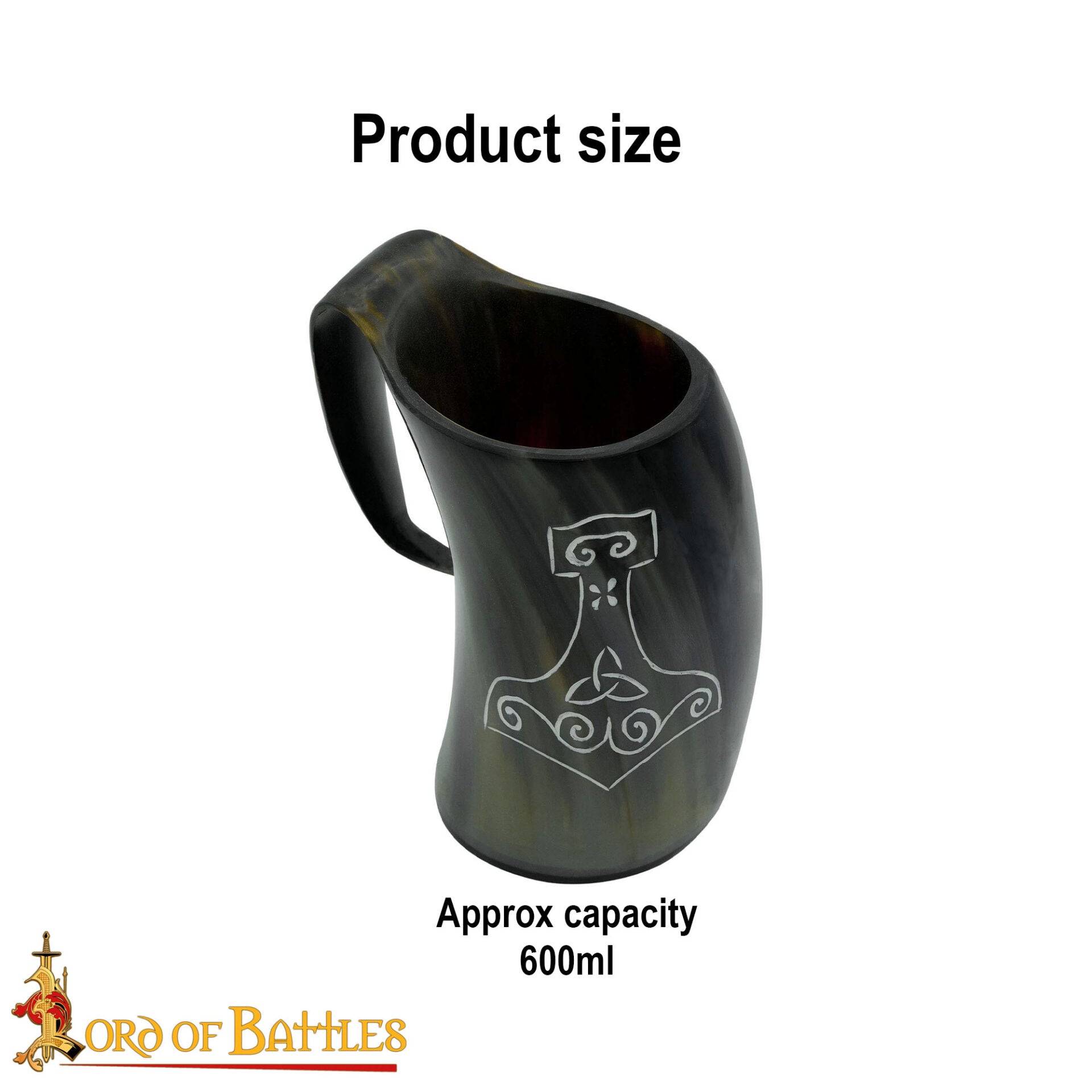 Jarra vikinga Mjolnir de cuerno de buey hecha a mano - imagen 4
