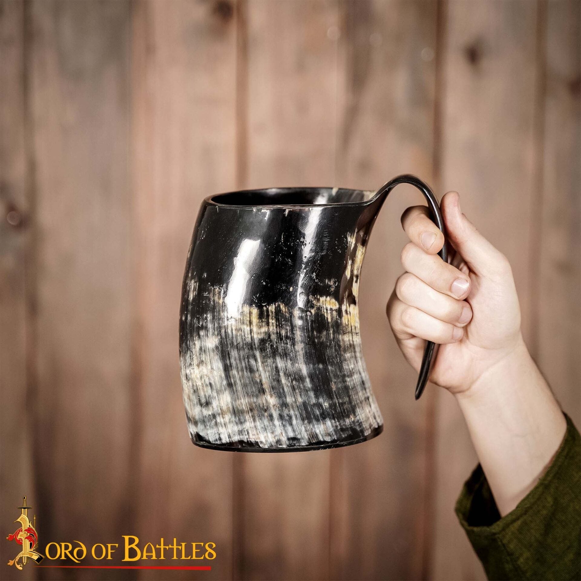Jarra vikinga de cuerno natural pulido con asa - imagen 6