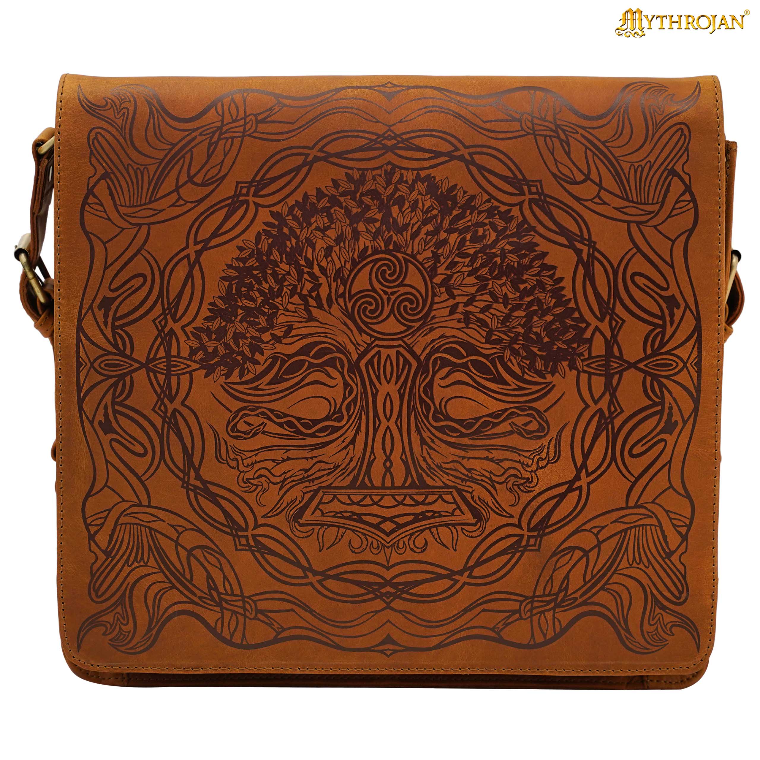 Bandolera vikingo de cuero genuino con Mjolnir - 14" - imagen 4