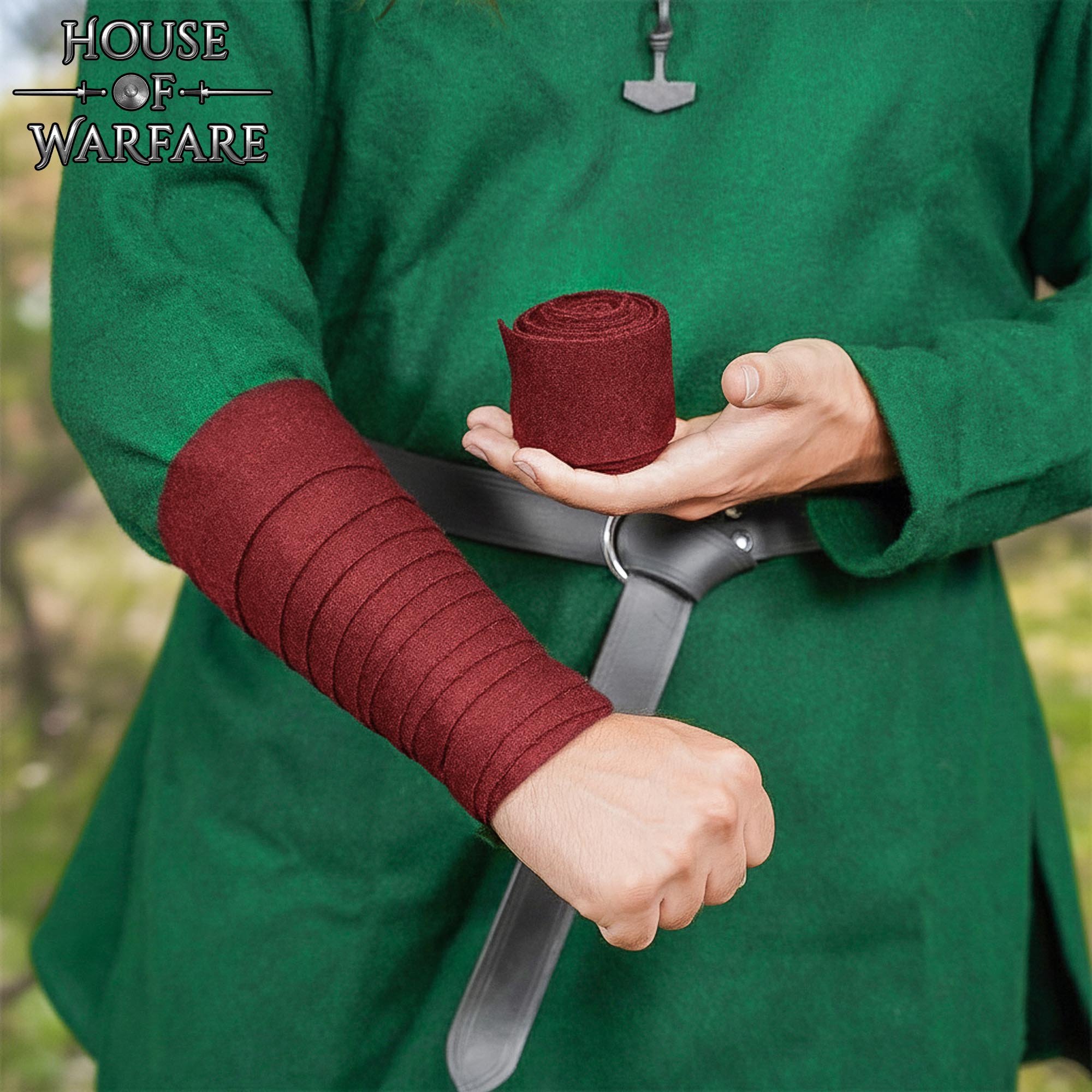 Vendas vikingas de brazo en mezcla 70% lana/30% nylon con fíbula de latón - par - imagen 9