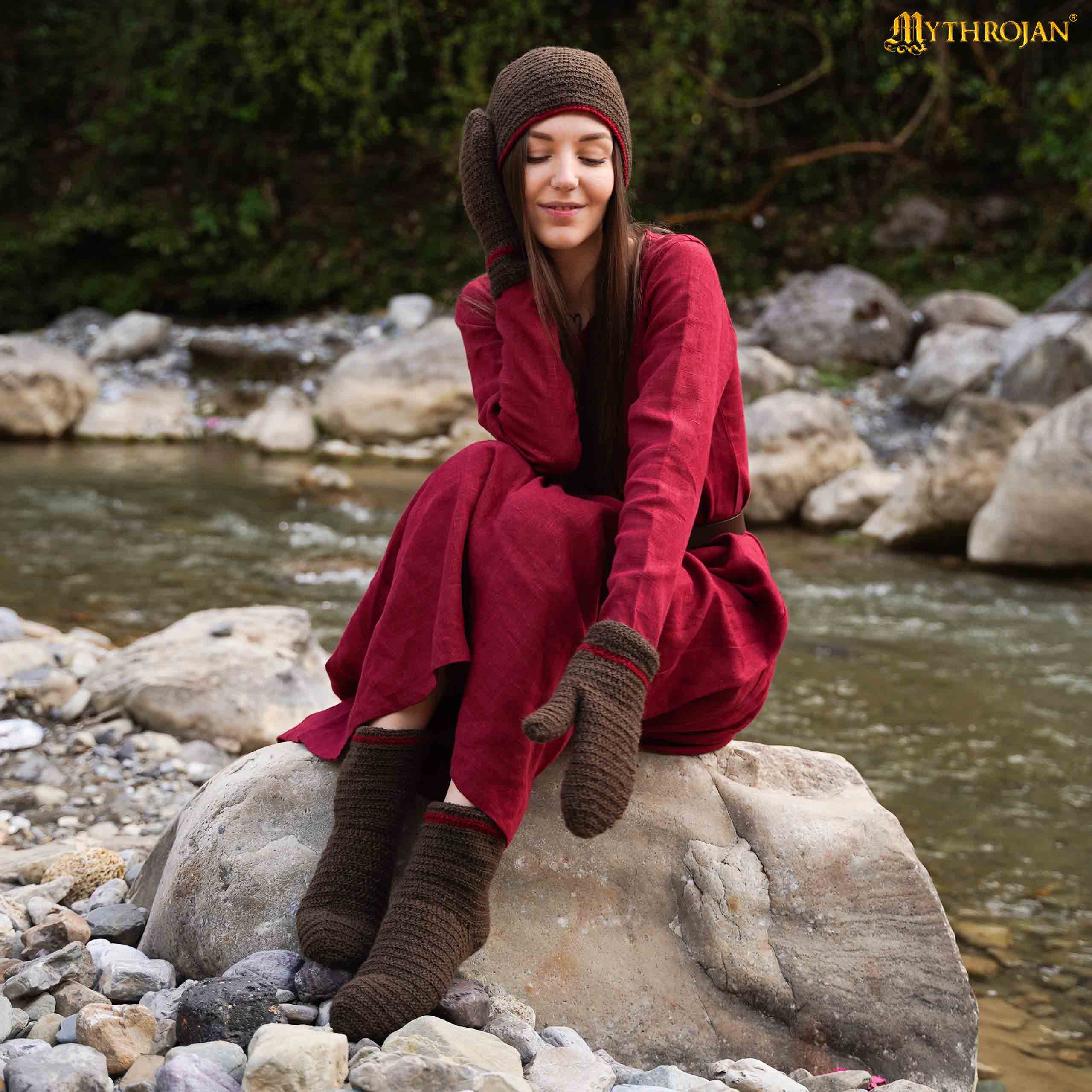 Calcetines naalbinding de lana 100% — hechos a mano, estilo vikingo - imagen 4