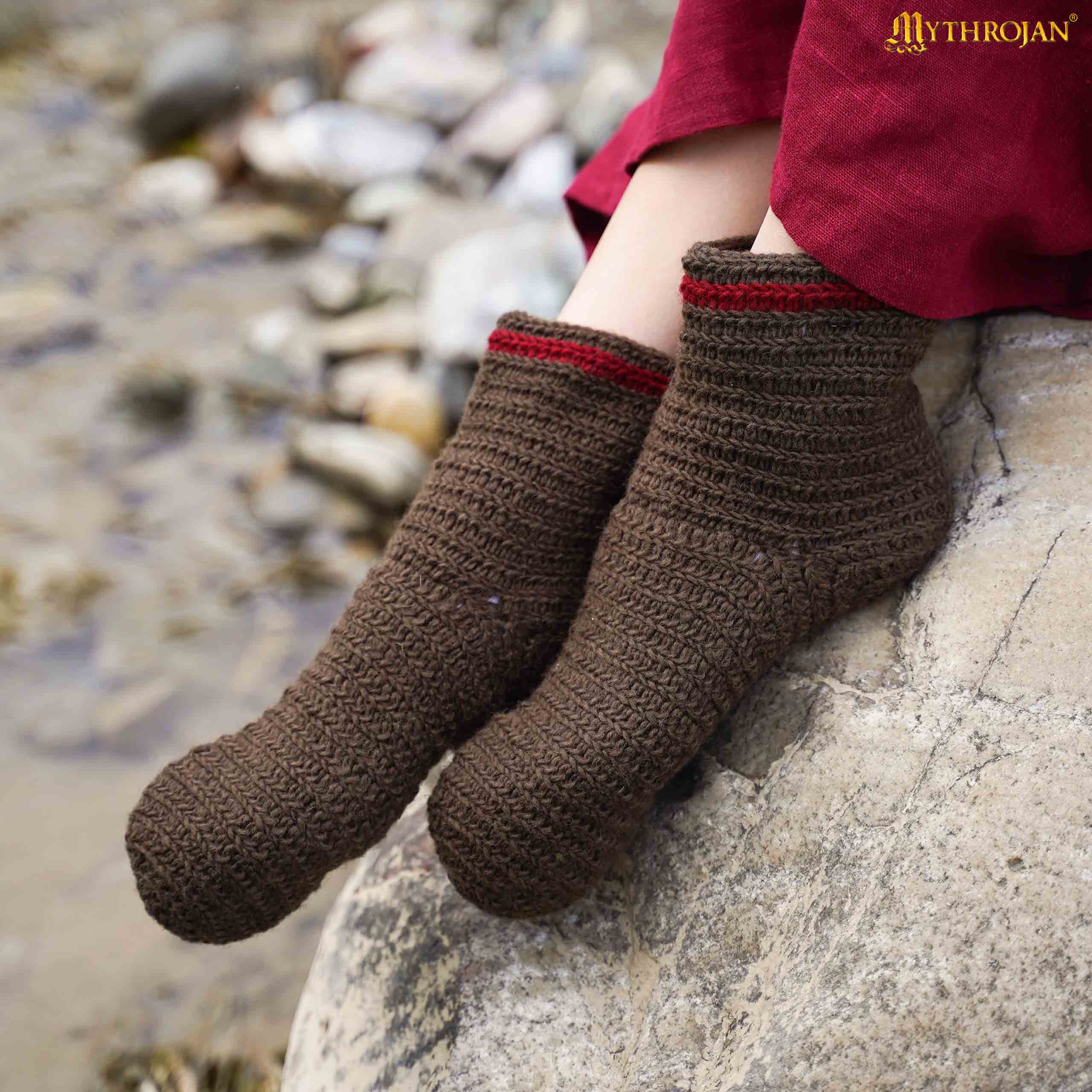 Calcetines naalbinding de lana 100% — hechos a mano, estilo vikingo - imagen 2