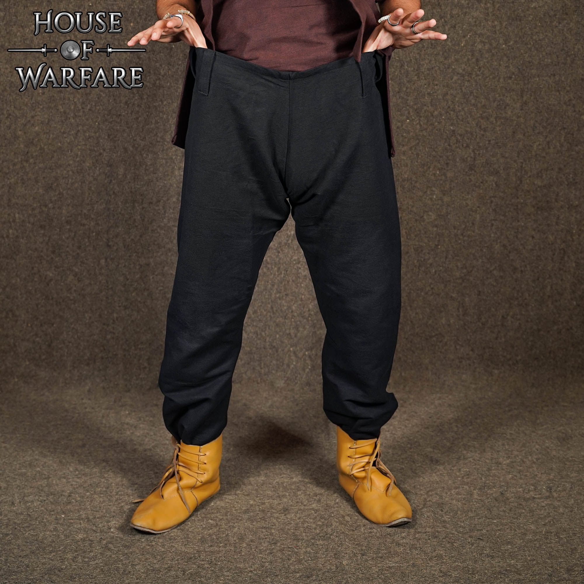 Pantalones Viking Throsberg en lona de algodón hechos a mano - Negro - L