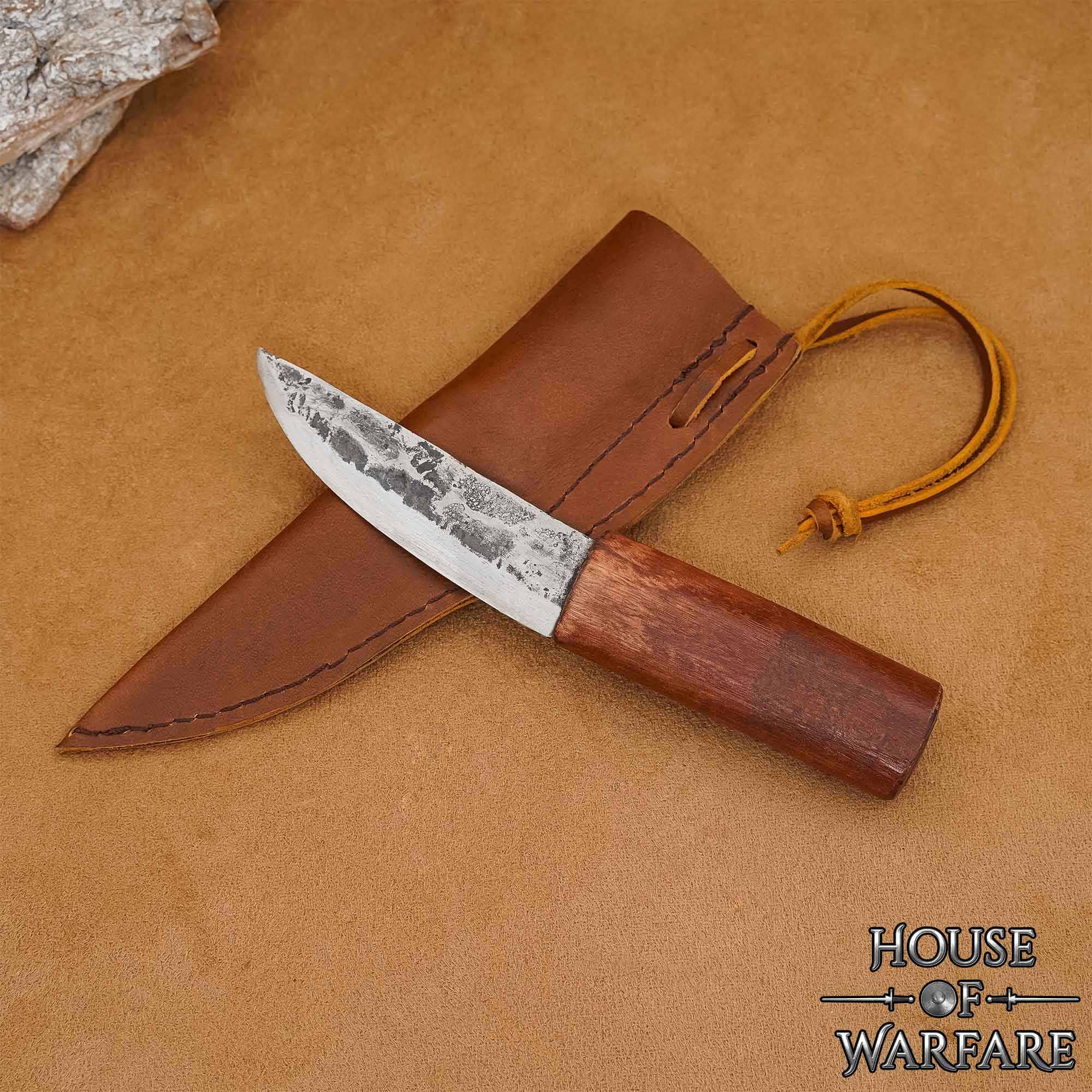 Cuchillo vikingo con funda de cuero y hoja de acero forjada - imagen 6