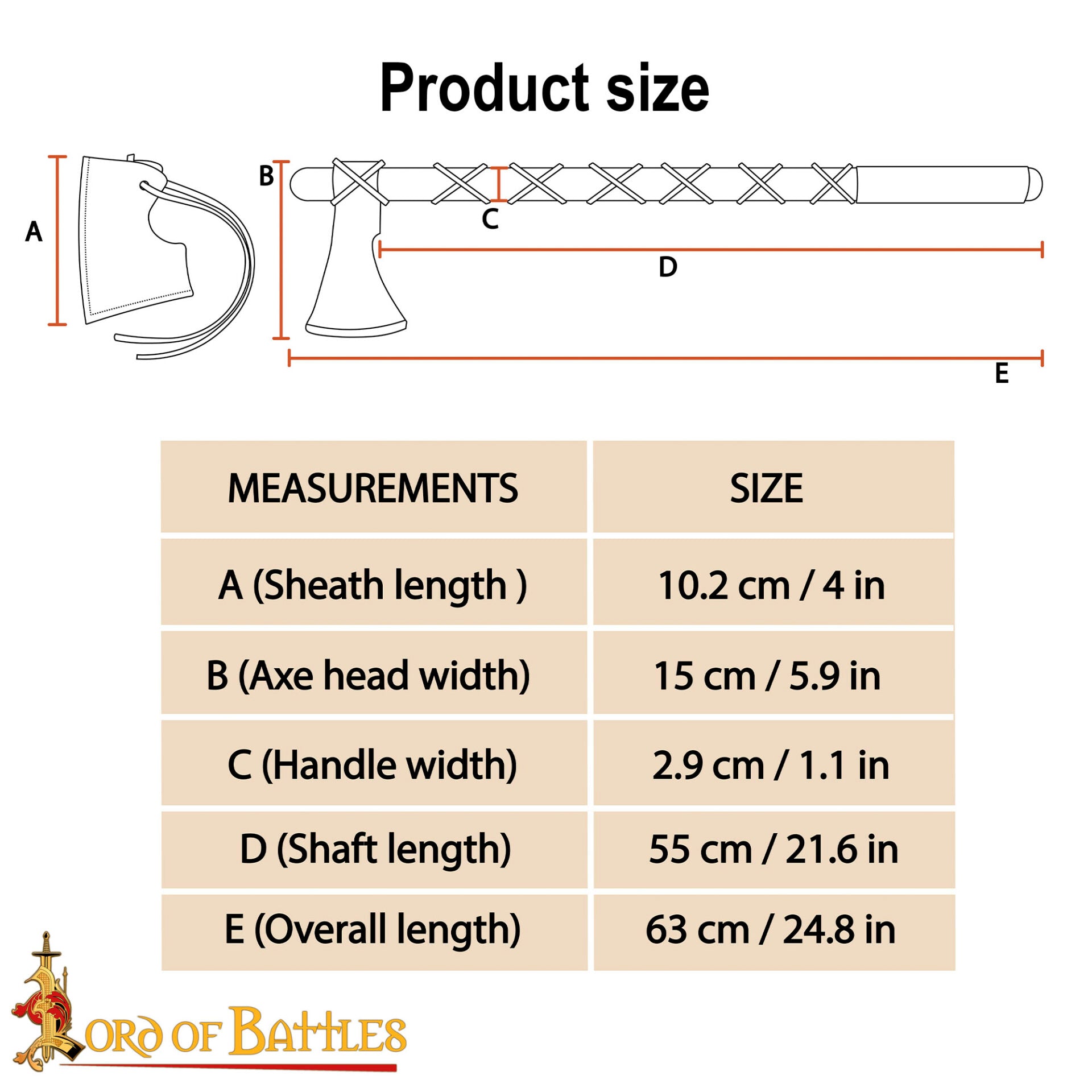Hacha de Guerrero Vikingo - Hoja de Acero Al Carbono con Envoltura de Cuero - Imagen 20