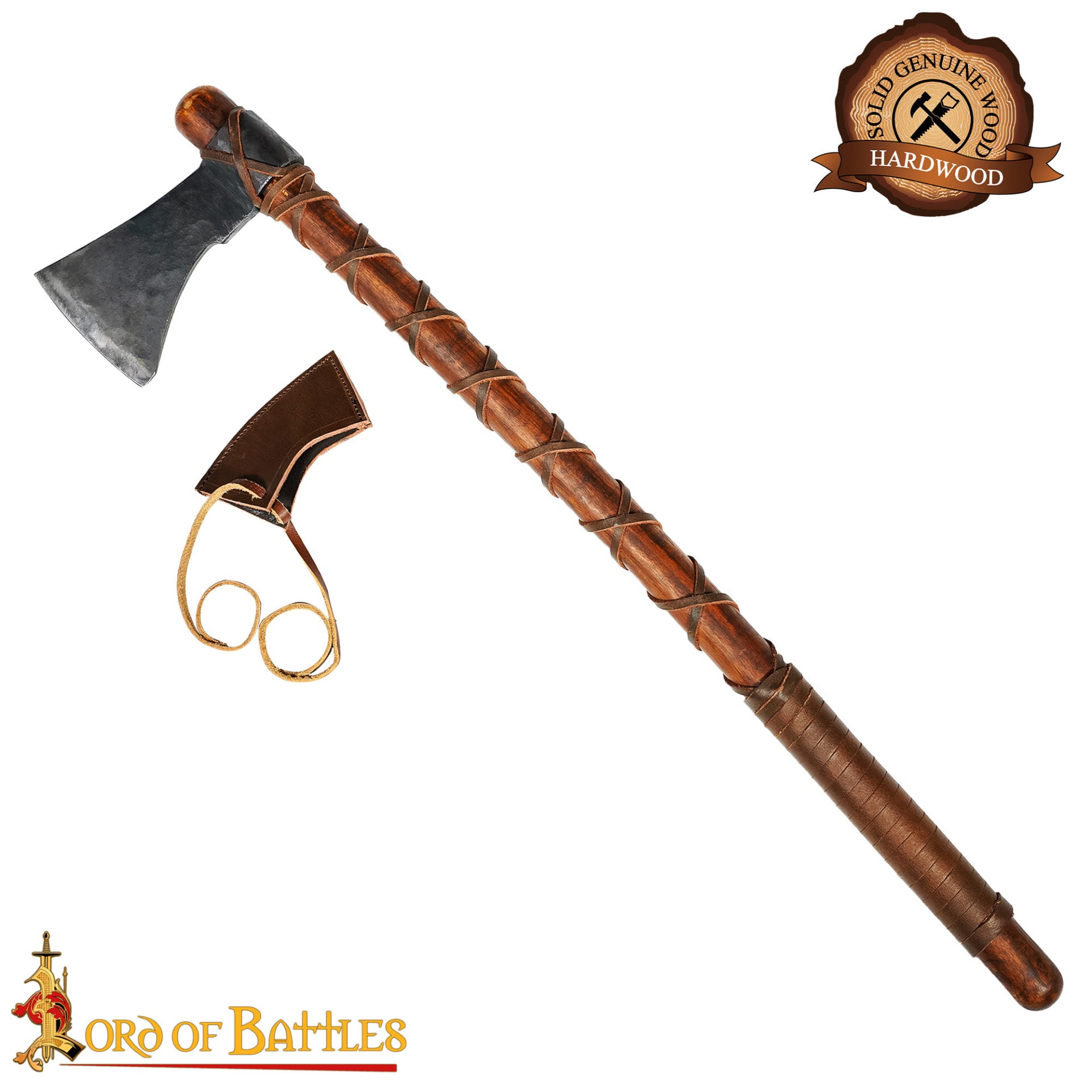 Hacha de Guerrero Vikingo - Hoja de Acero Al Carbono con Envoltura de Cuero - Imagen 19