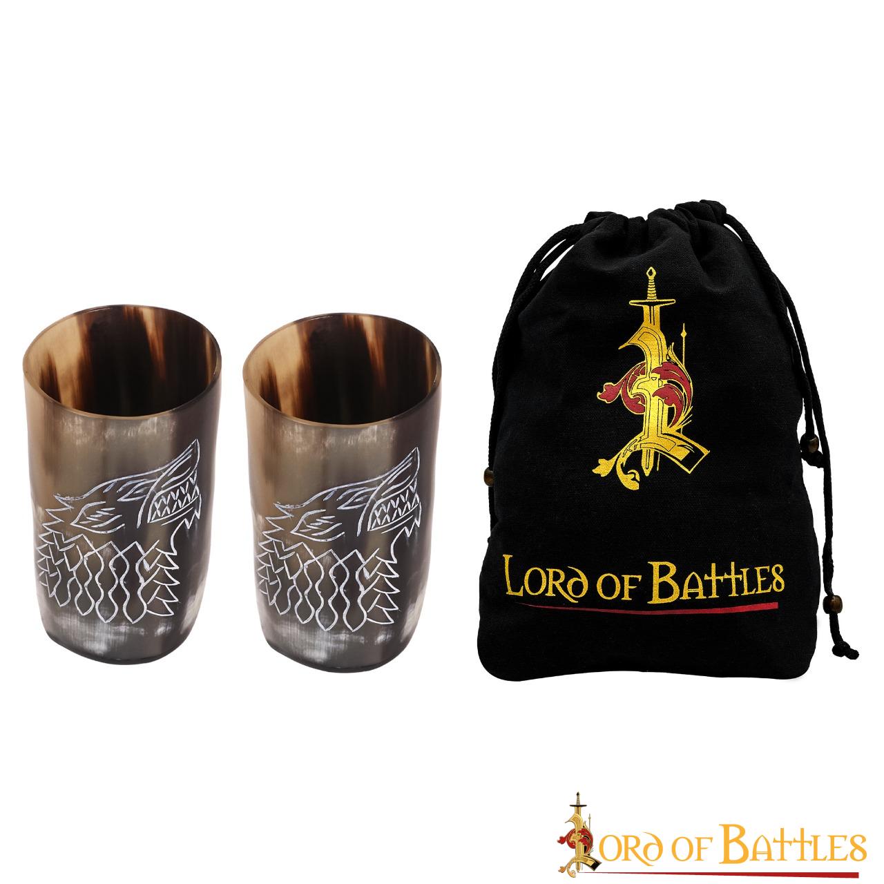 Set de 2 cuernos de beber grabados con lobo - imagen 7