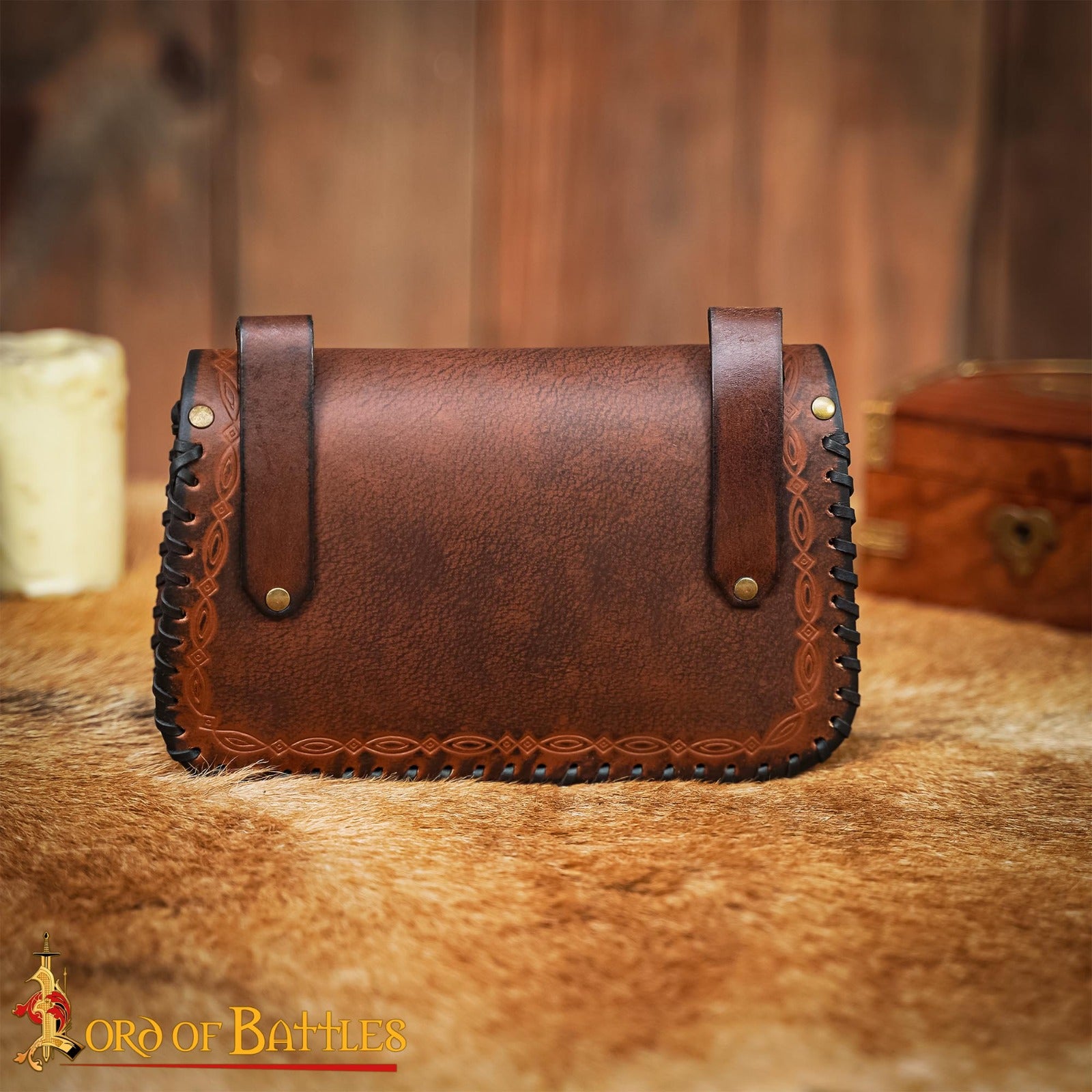 Bolsa de cinturón medieval de cuero repujado — LARP y recreación - imagen 12