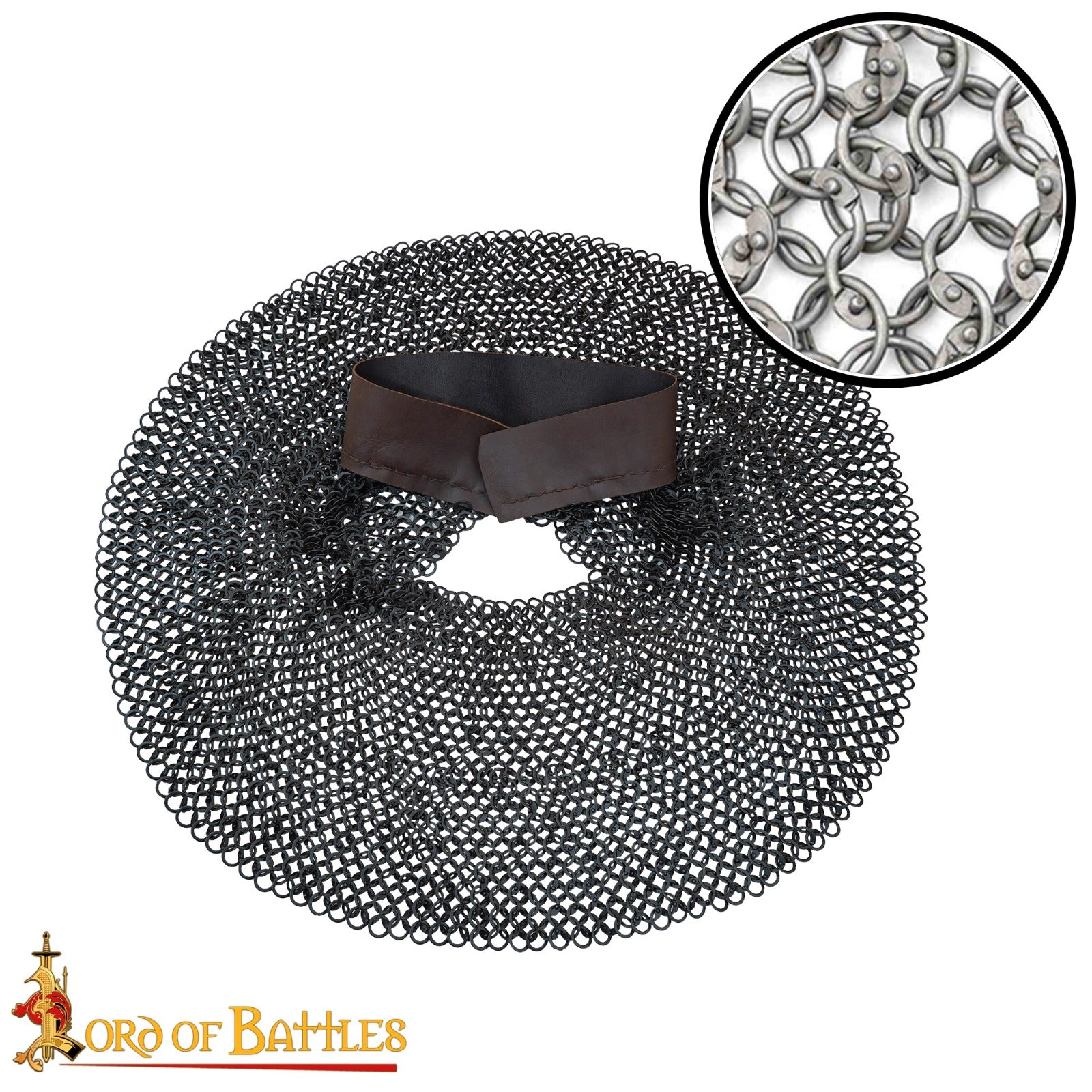 Aventail de malla — anillas redondas remachadas 8 mm, acero 18-gauge (M, L)