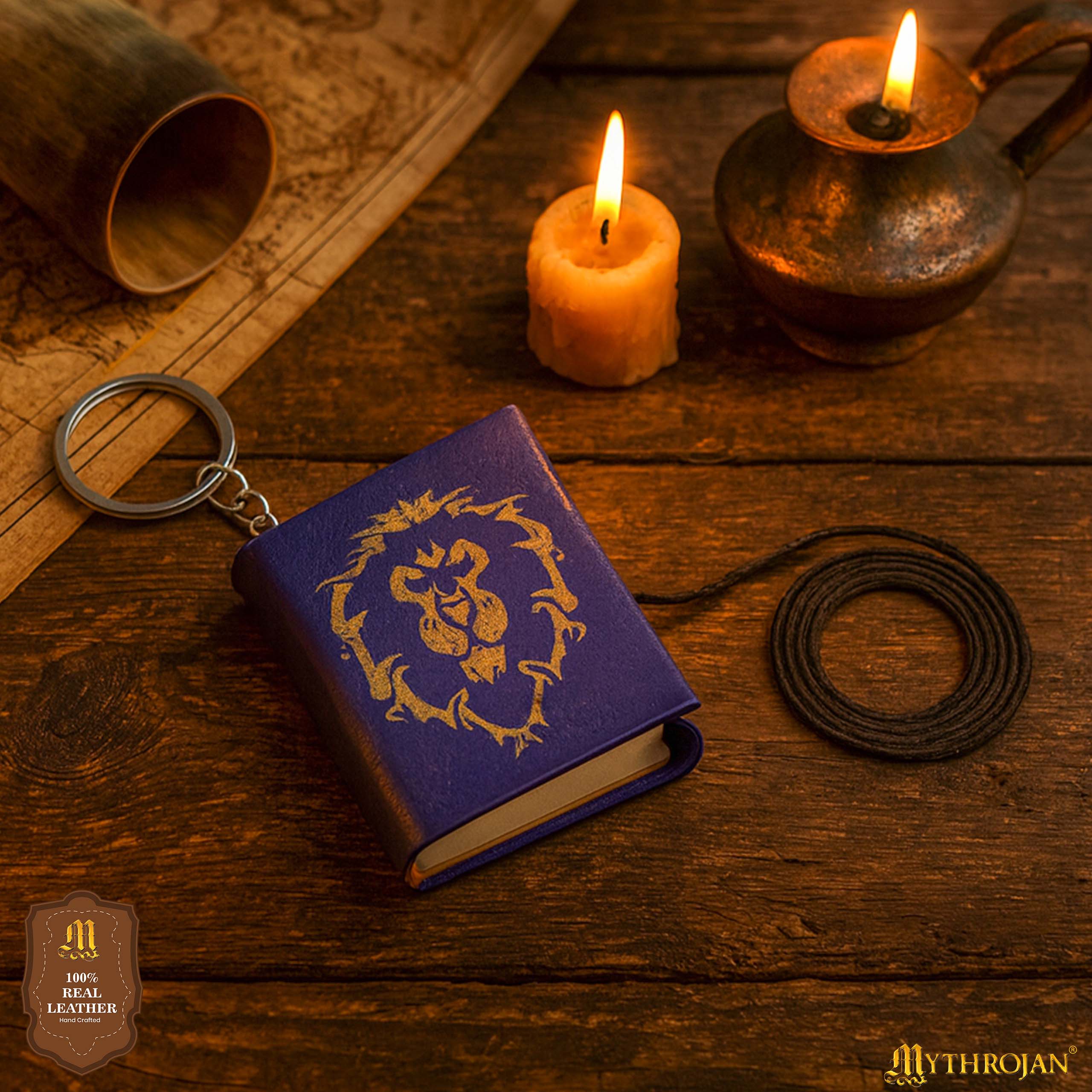 Mini cuaderno de cuero con llavero - World of Warcraft (Alianza u Horda)
