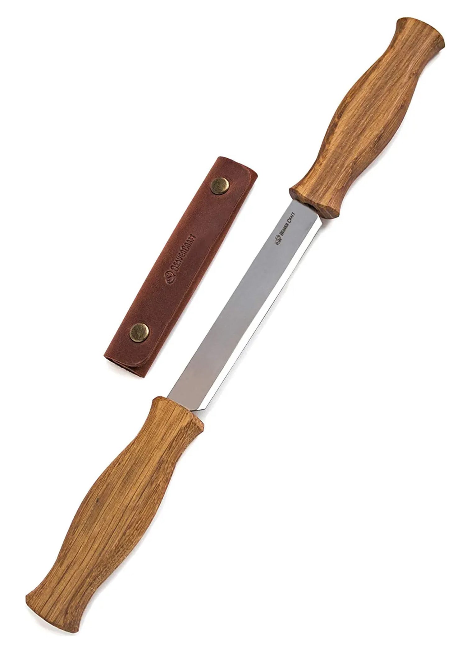 Imagen única de: Navaja De 3Mm Con Mango De Roble Y Funda De Cuero, Beavercraft
