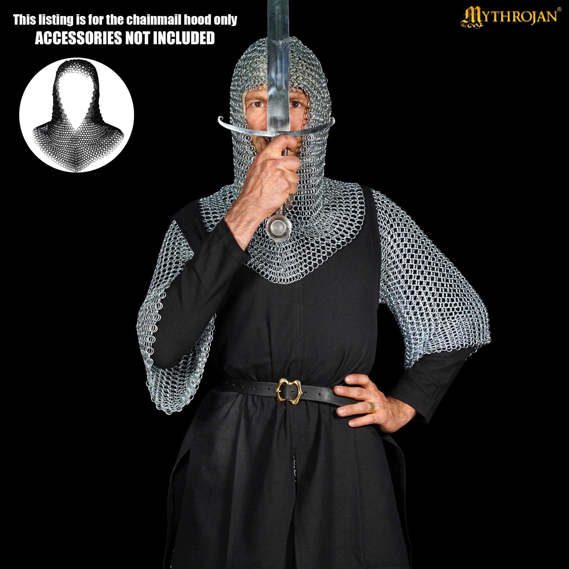Capucha de cota de malla 10 mm, acero 16 gauge — Vikingo y caballero (LARP) - imagen 5