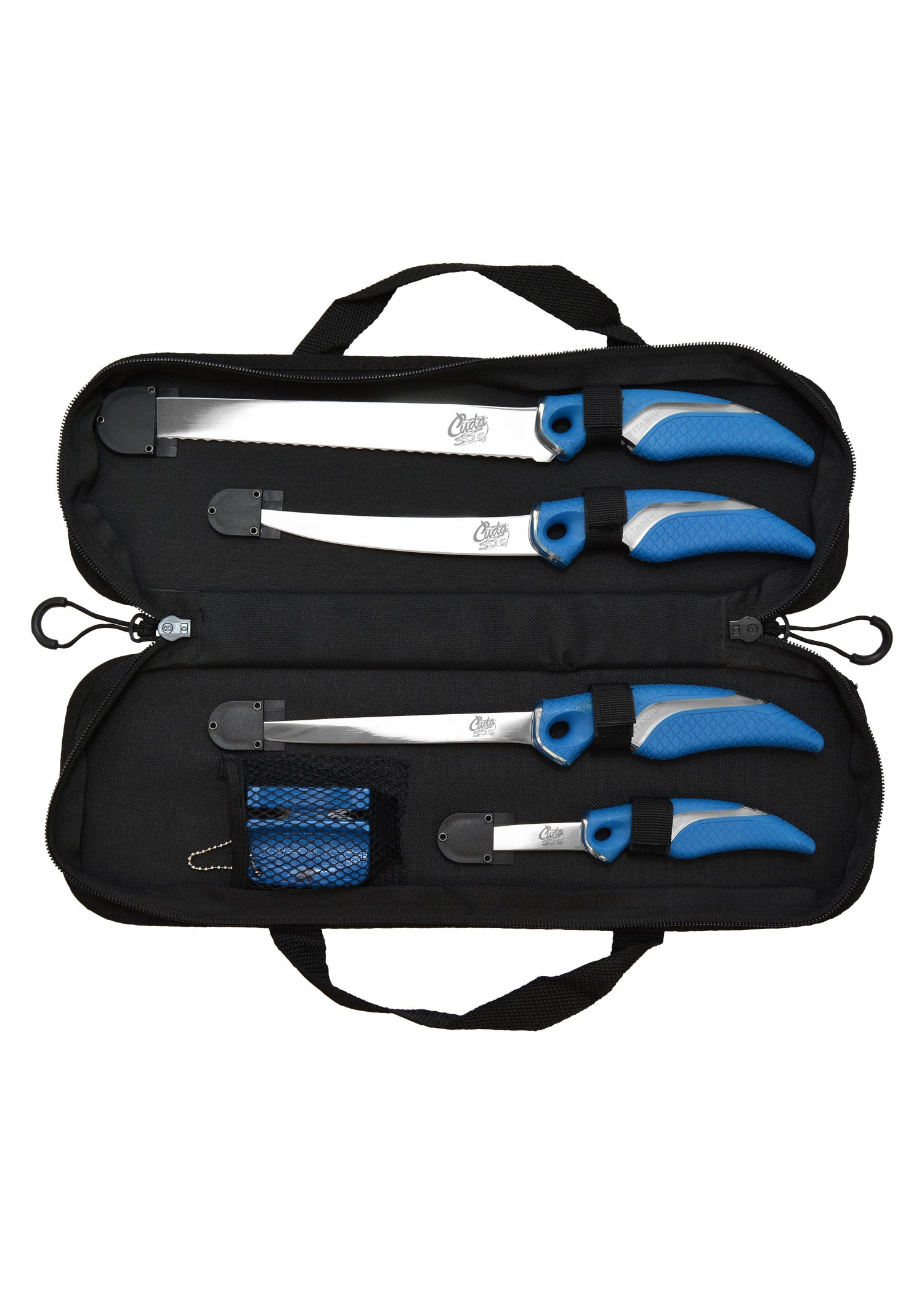 Imagen única de: Juego De Cuchillos Cuda 6 Piezas Con Afilador Y Bolsa De Transporte.