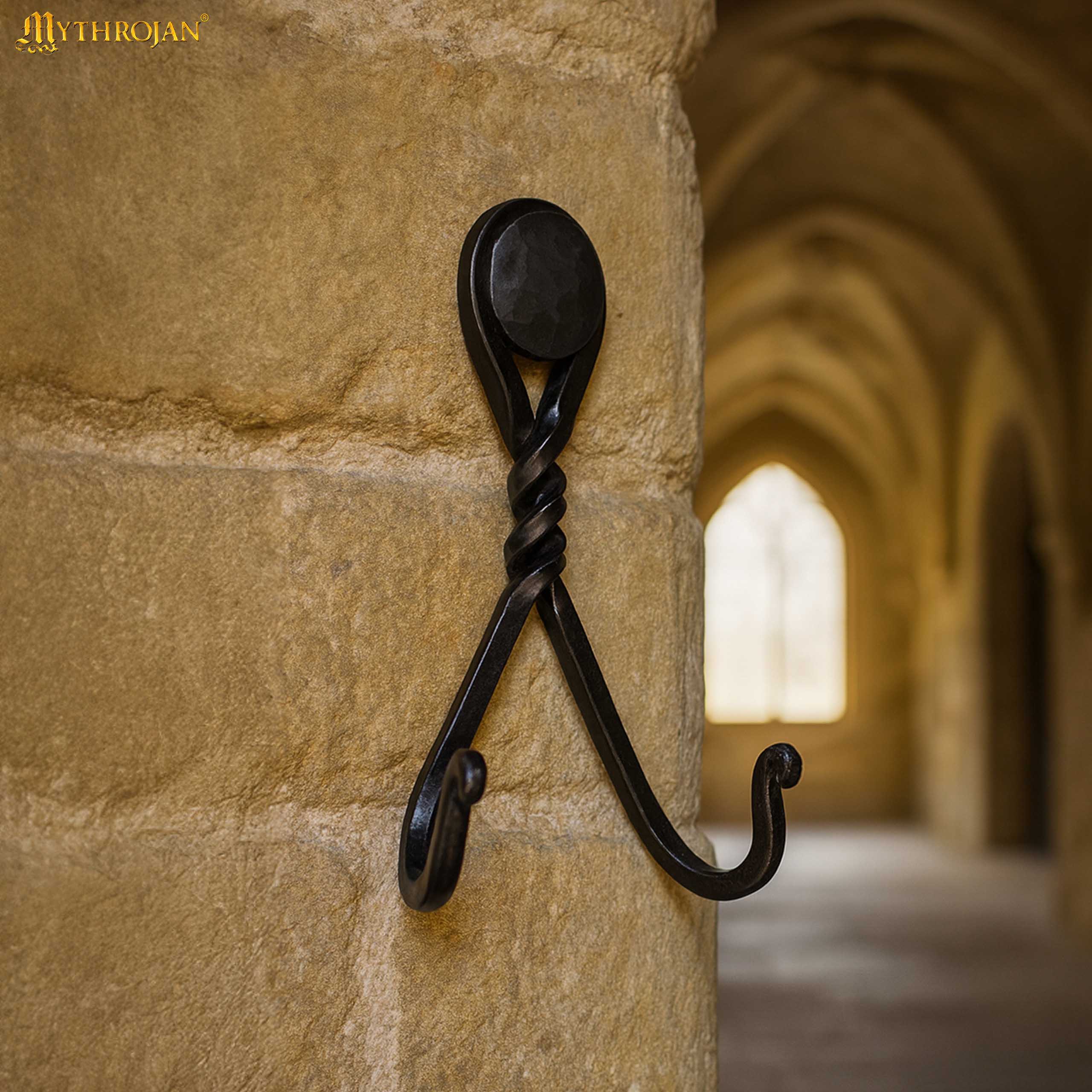 Soporte de pared forjado en hierro para espada — montura individual - 2.3"