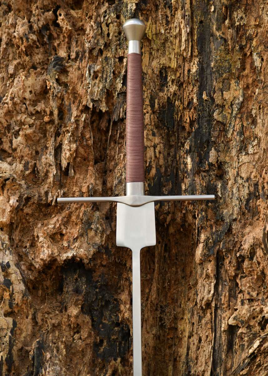 Hanwei Federschwert - espada apoyada en árbol en bosque