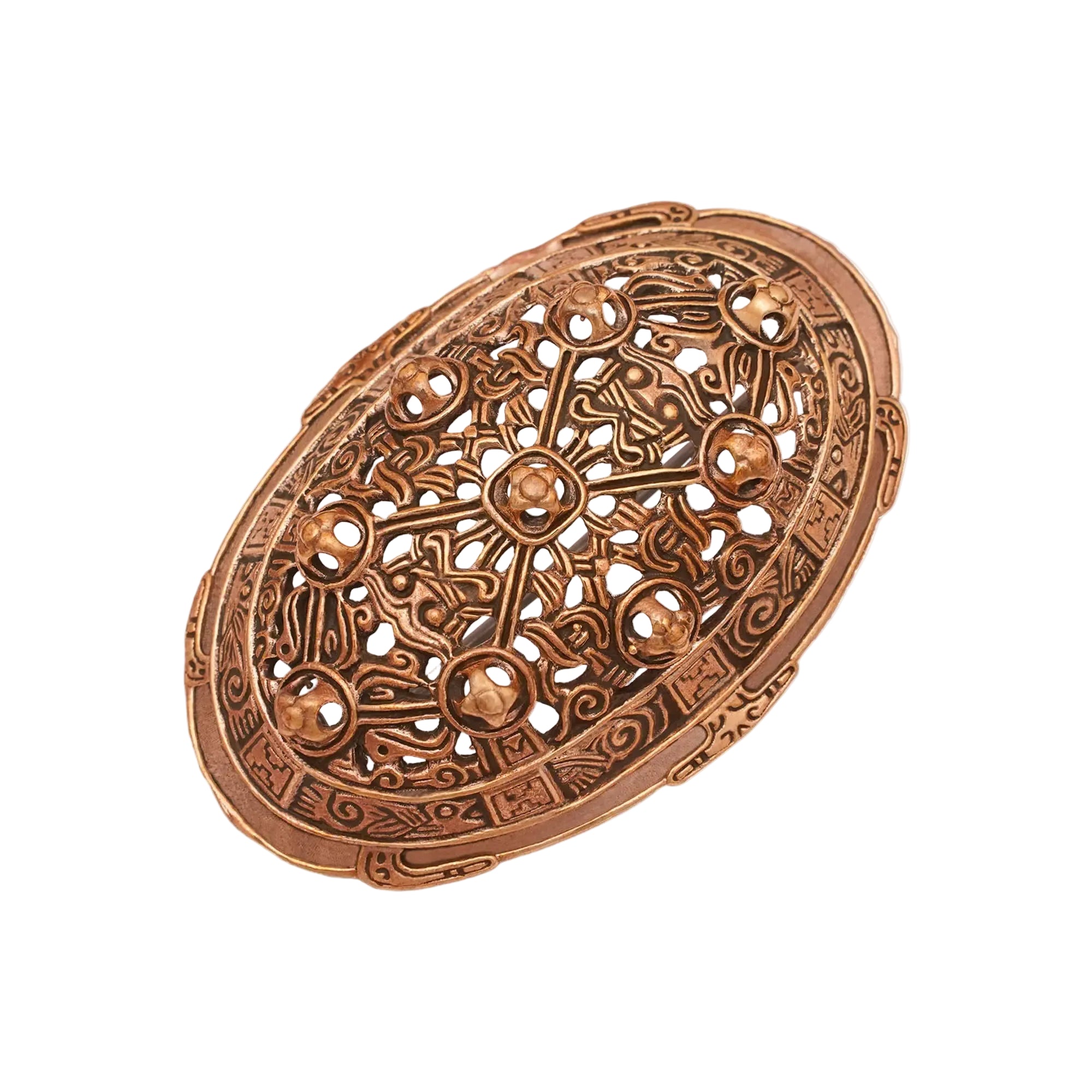 Fíbula oval vikinga en bronce (cera perdida) — réplica siglo IX - imagen 12