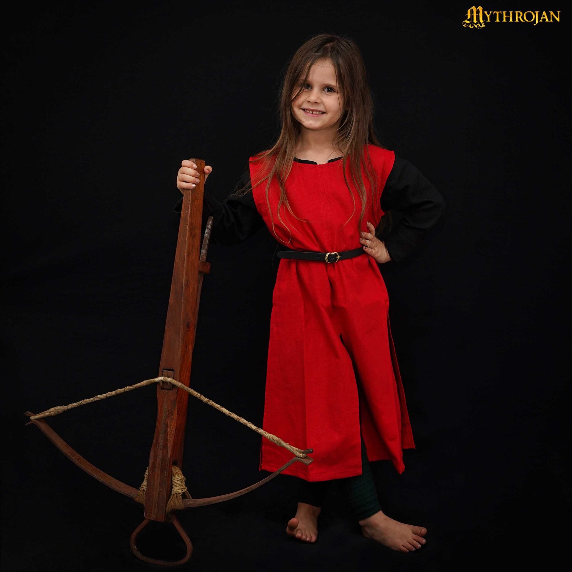 Tabardo medieval de algodón siglo XIV — sobrecota vikinga y normanda - Rojo - kids-110