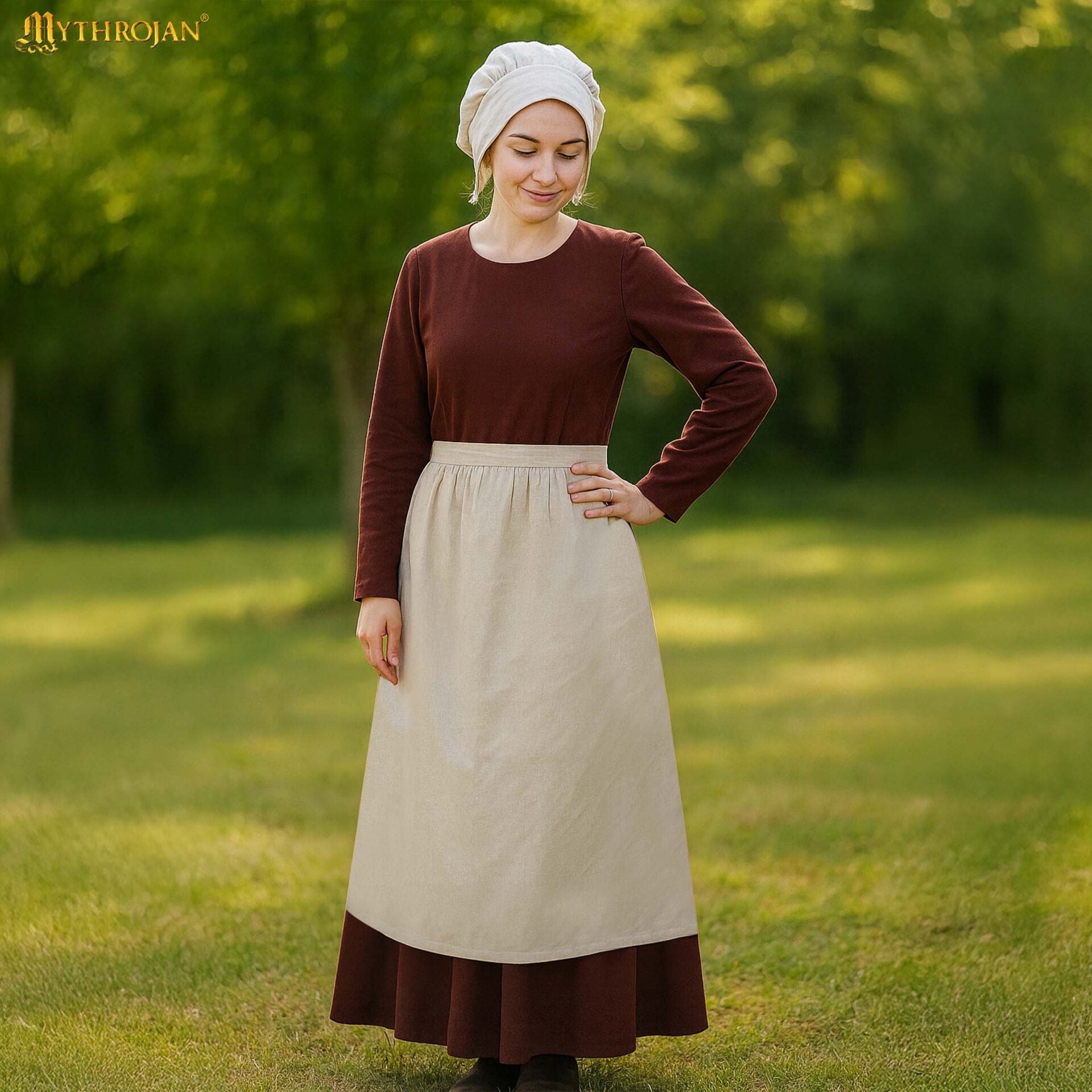 Delantal medieval 100% algodón - Accesorio histórico - Crudo