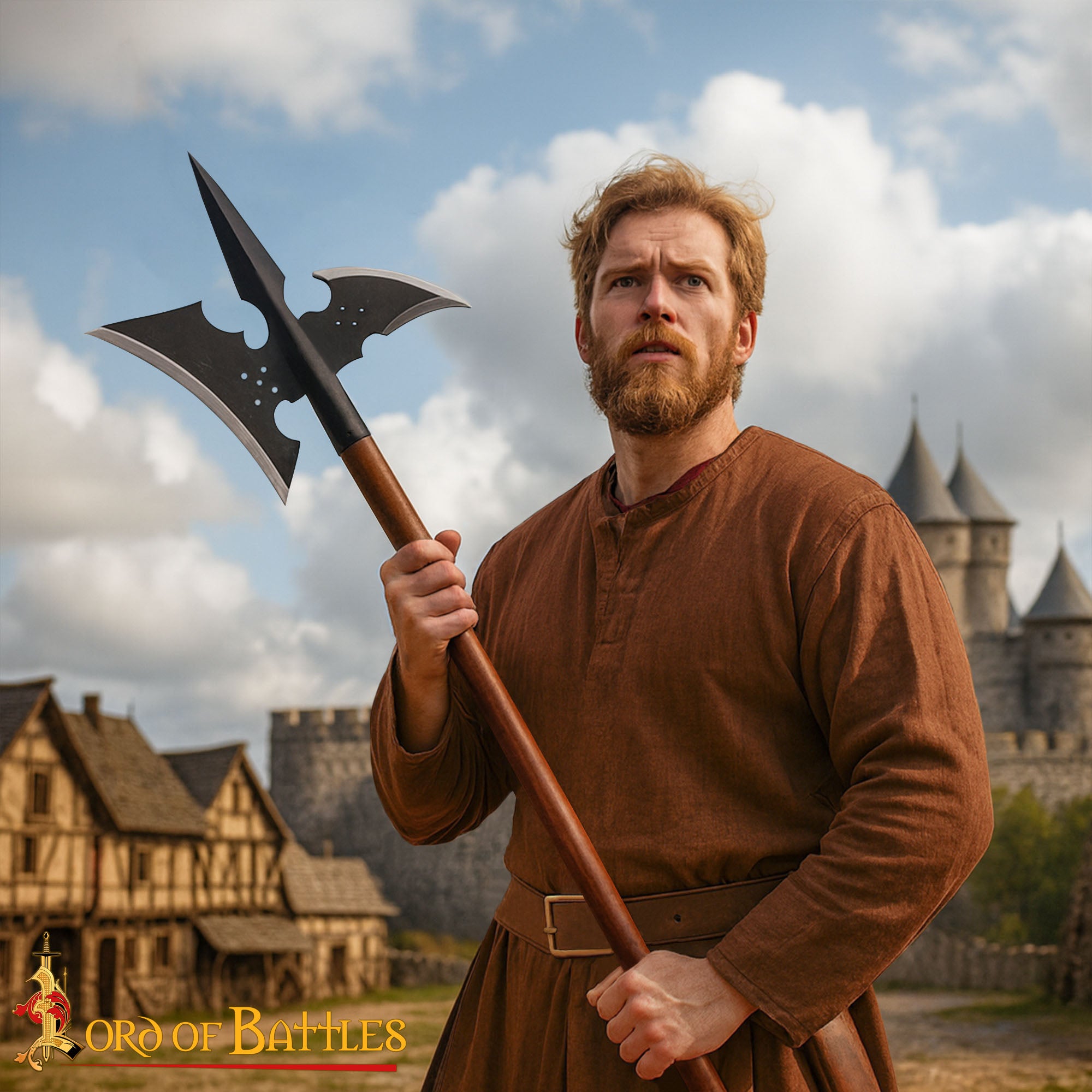 Alabarda medieval forjada a mano, hoja en acero alto carbono, 122 cm - imagen 20