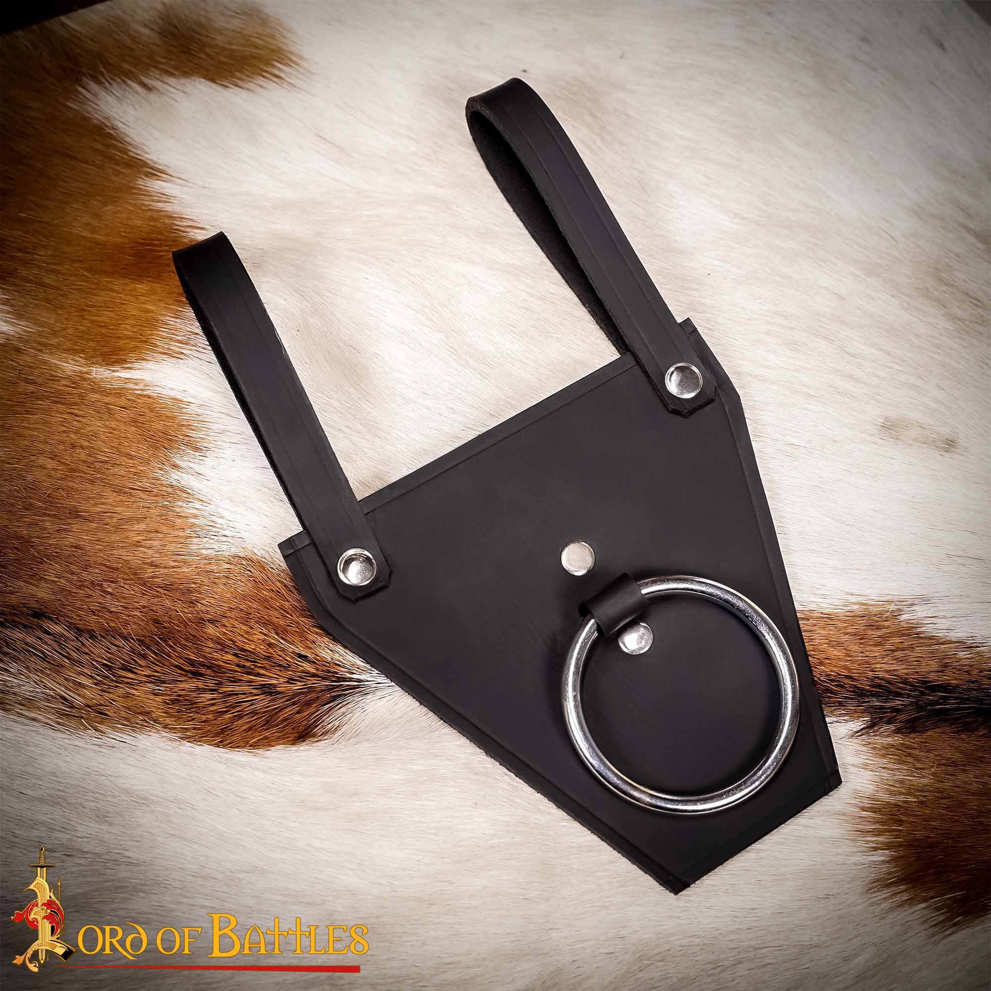 Soporte de anilla para espada en cuero genuino 3 mm — LARP y cosplay - Negro