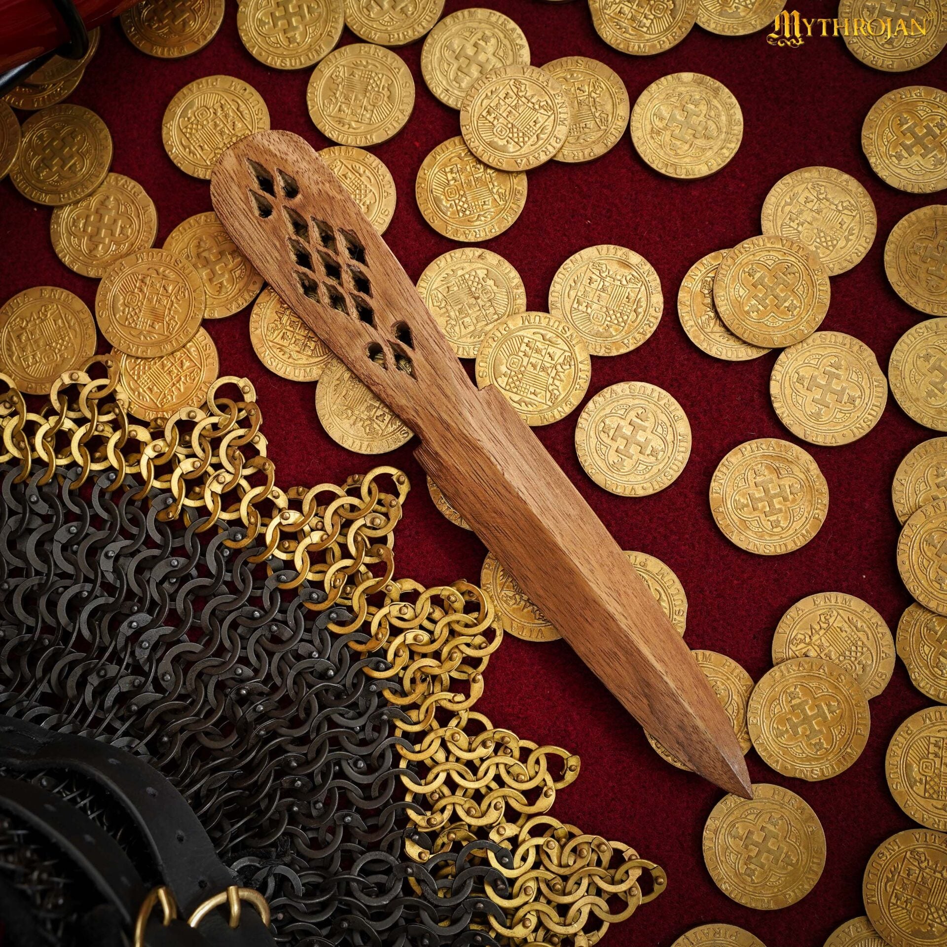 Athame ceremonial de madera maciza hecho a mano - imagen 18