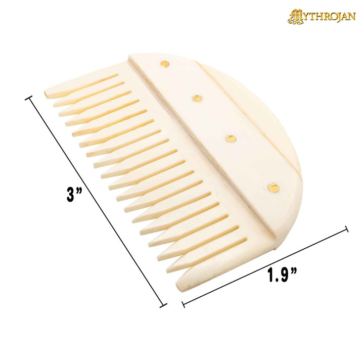 Imagen única de: Mythrojan Peine de Hueso Germánico de Dientes Anchos Hecho a Mano