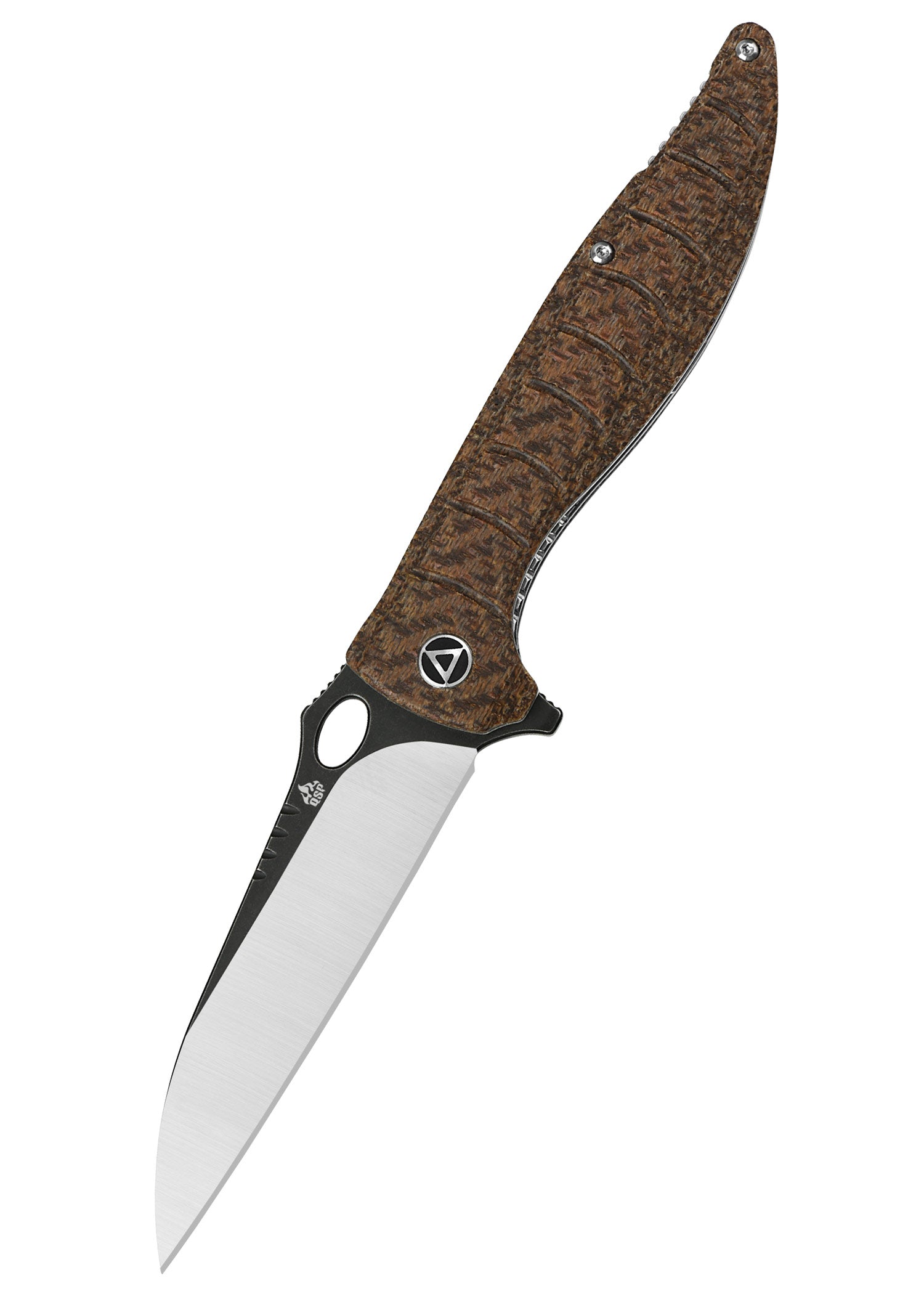 Imagen única de: Navaja Locust, Hoja Satinada Negra, Mango De Micarta Marrón