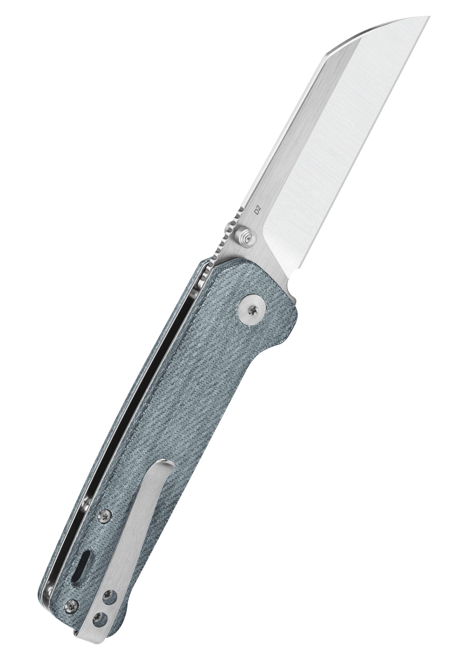 Imagen única de: Navaja Penguin, Hoja Teñida D2, Mango Micarta Denim