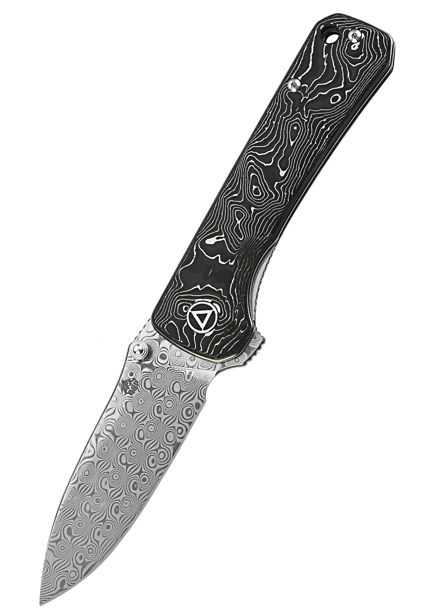 Imagen única de: Navaja De Bolsillo Hawk, Hoja De Damasco, Mango Cf De Lámina De Aluminio