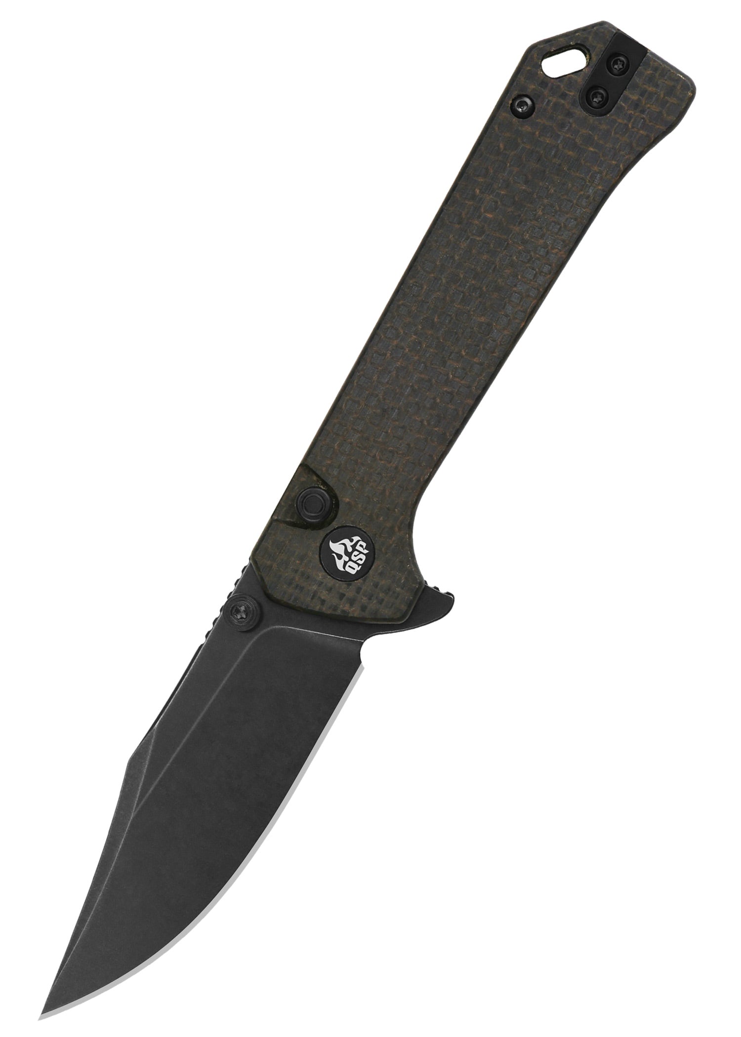 Imagen única de: Navaja Qsp Grebe, Mango De Micarta Marrón, Lavado Negro