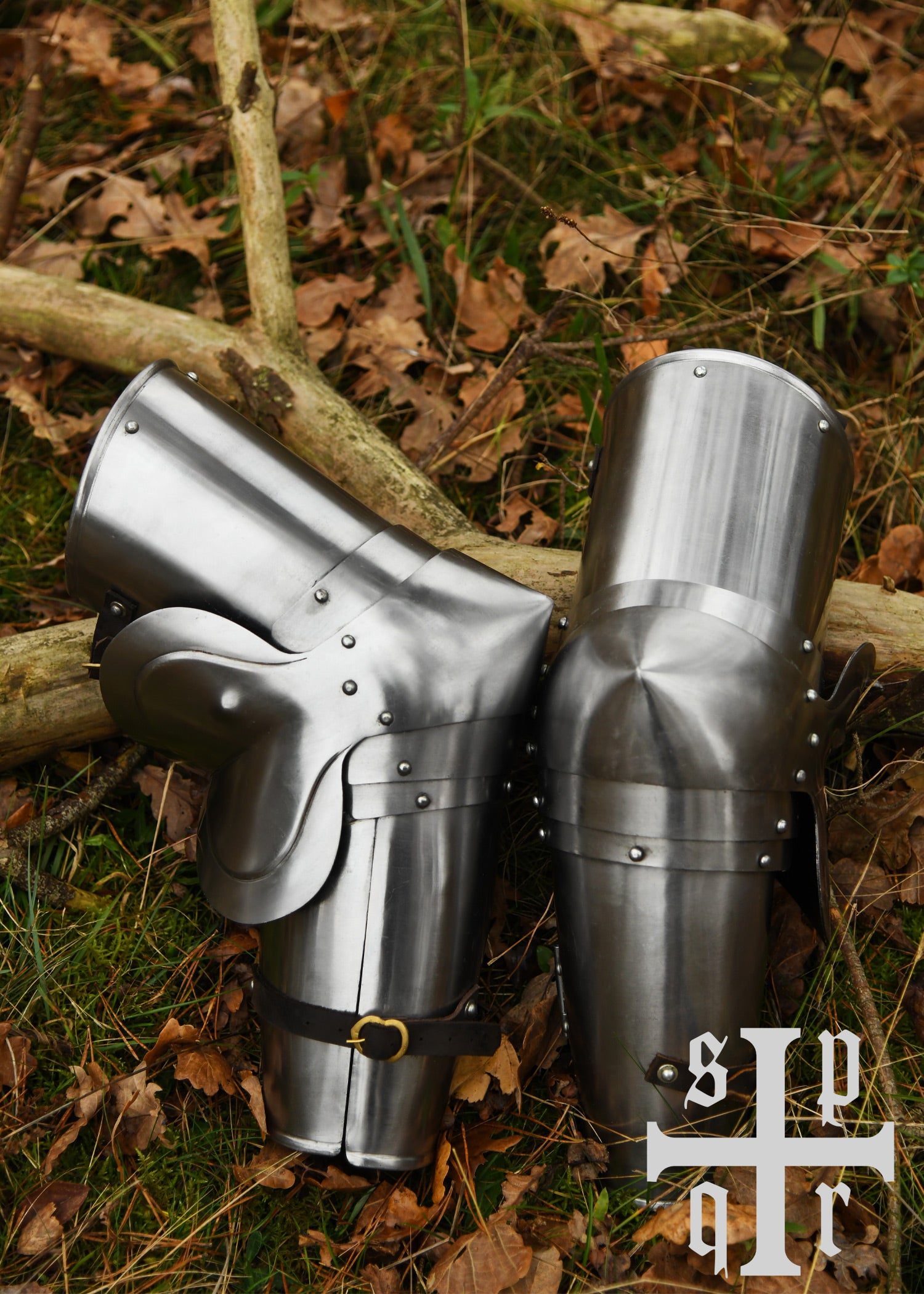 Imagen única de: Guardapiernas Medievales, Siglo Xiv, Par, Acero De 1,6 Mm