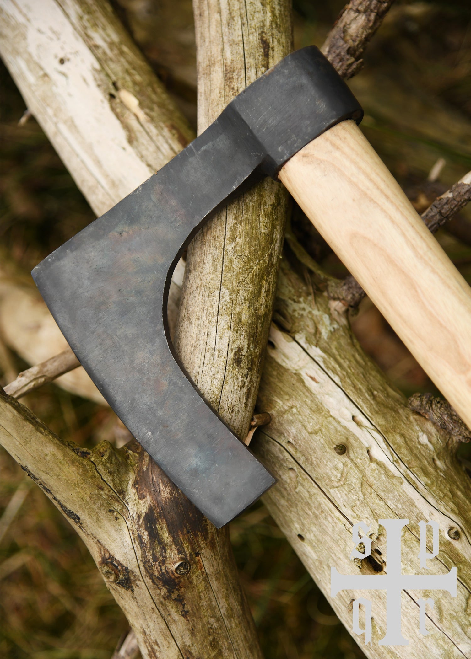 Imagen única de: Hacha Barbuda Vikinga, Forjada A Mano.