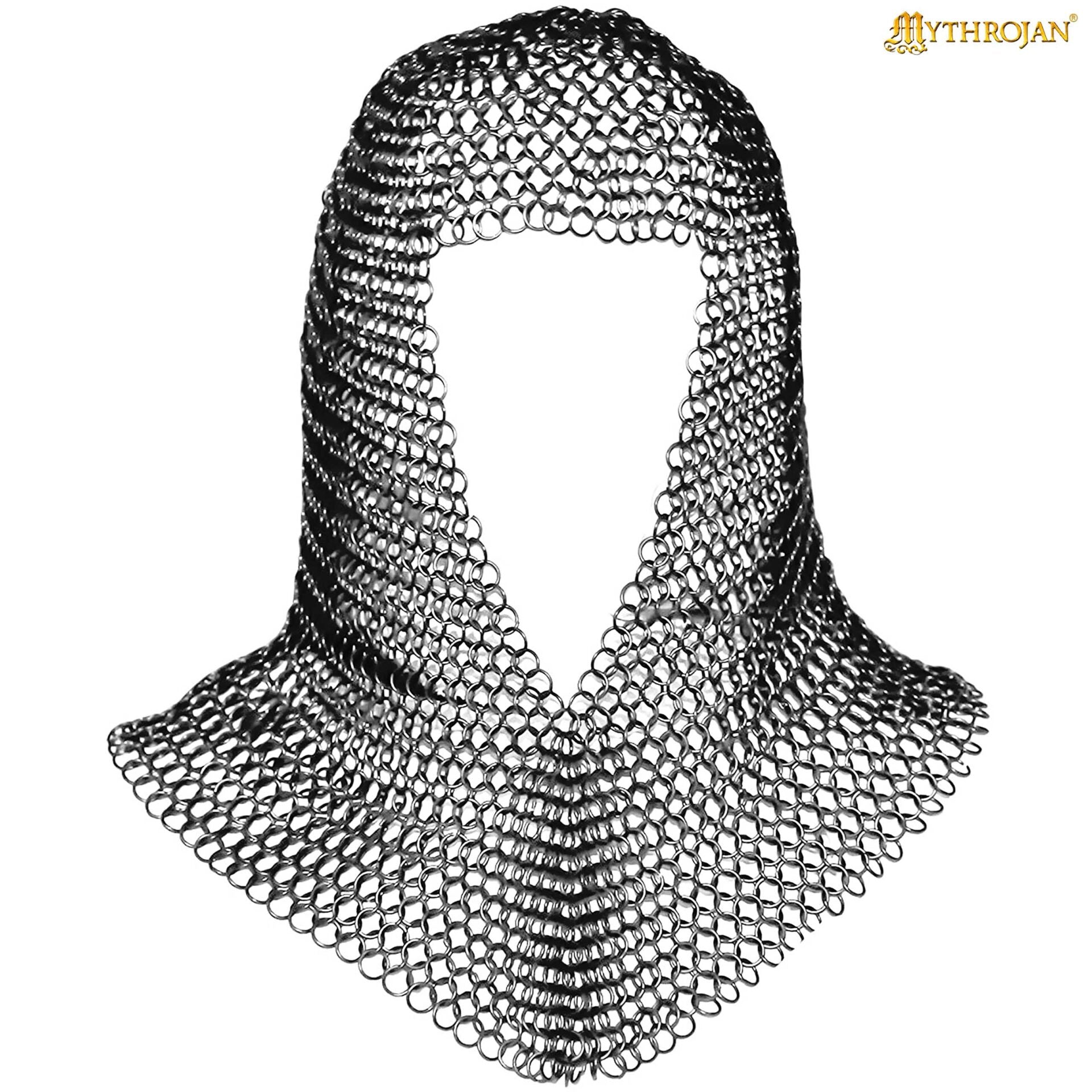 Cofia de Cota de Malla - 10mm 16 Gauge Stainless Steel Butted Rings, Medieval Hood Armor - Imagen 4