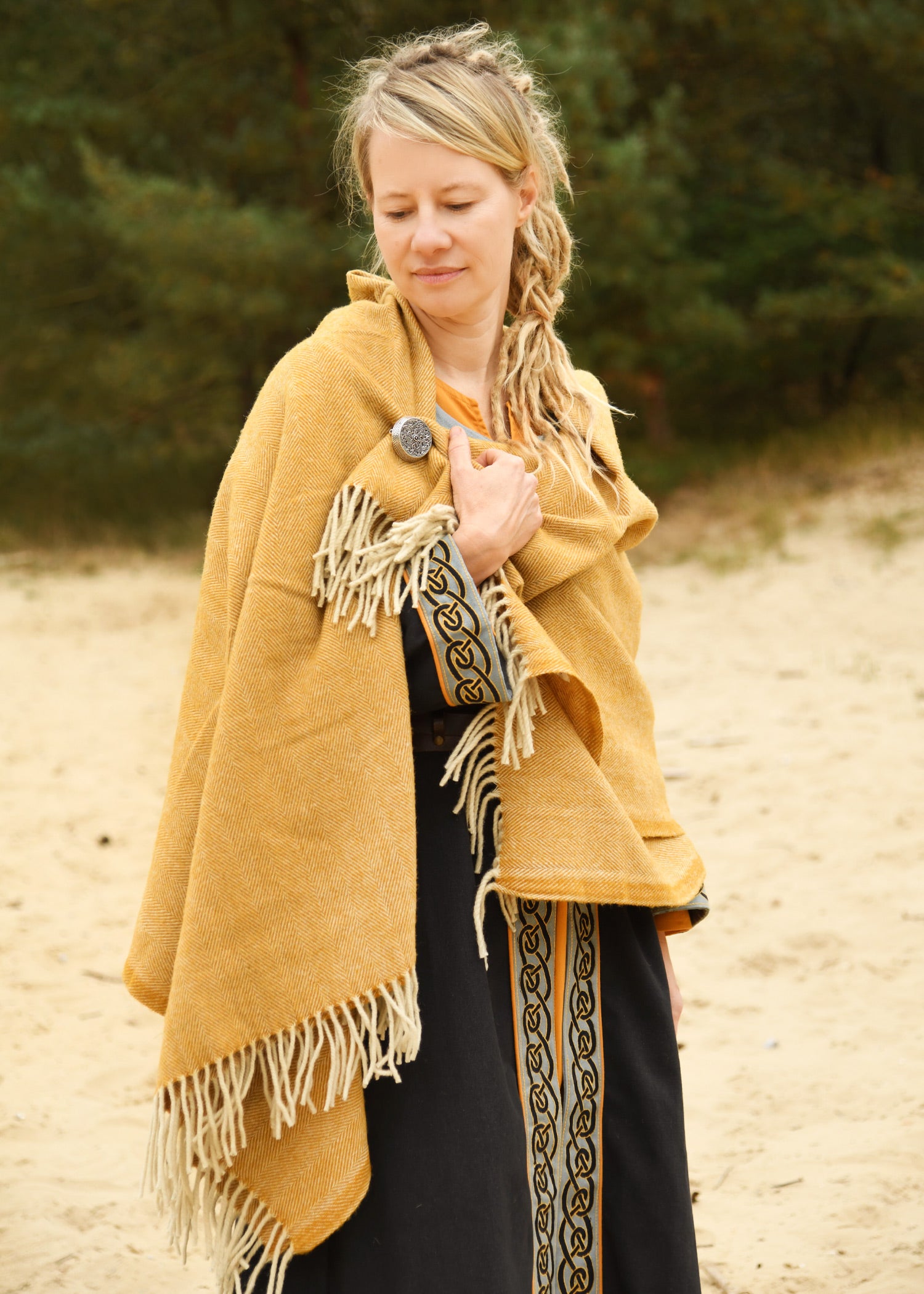 Imagen única de: Abrigo, Manta Y Bufanda De Lana Rectangular En Espiga