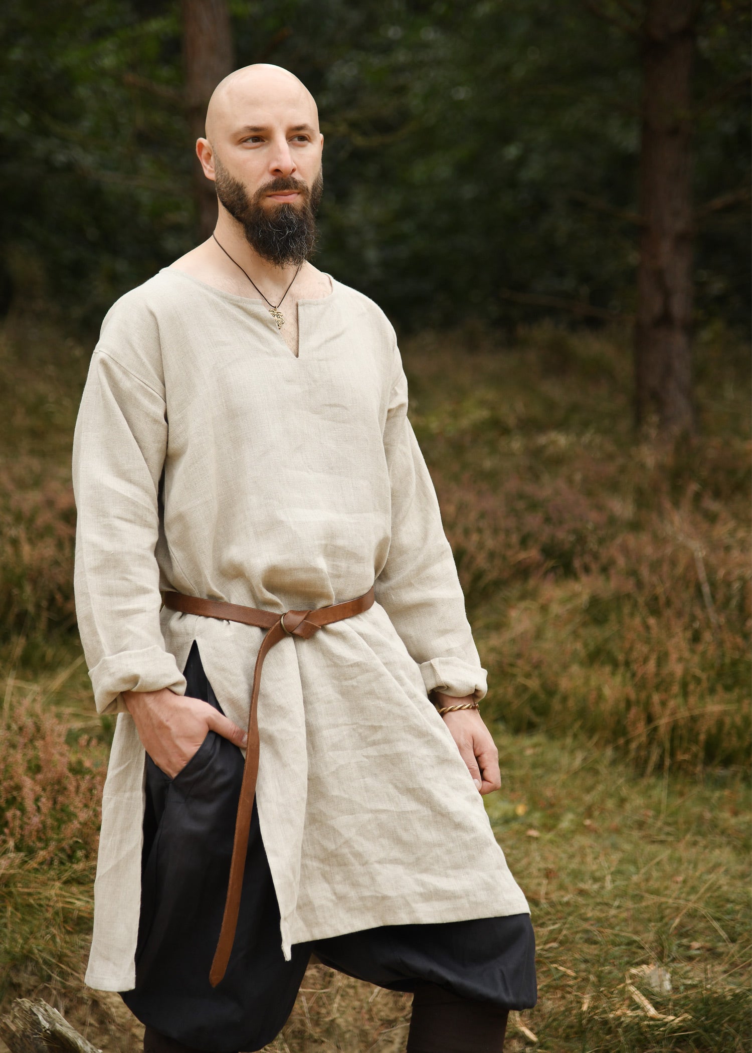 Imagen única de: Túnica Medieval De Lino, Natural
